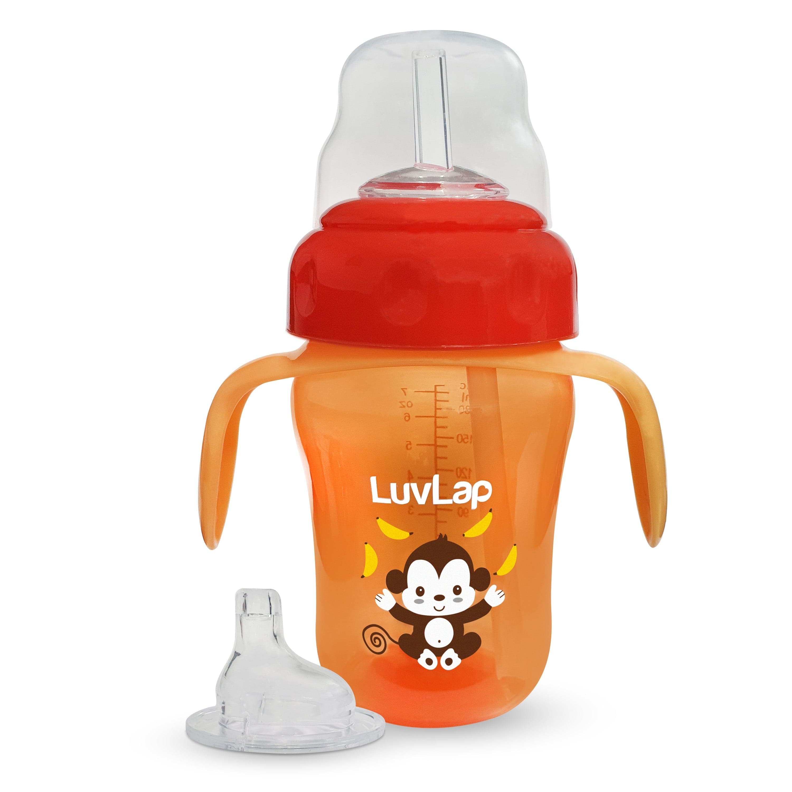 LuvLap Banana Time 2-in-1 Straw & Spout Cup, 210ml Orange