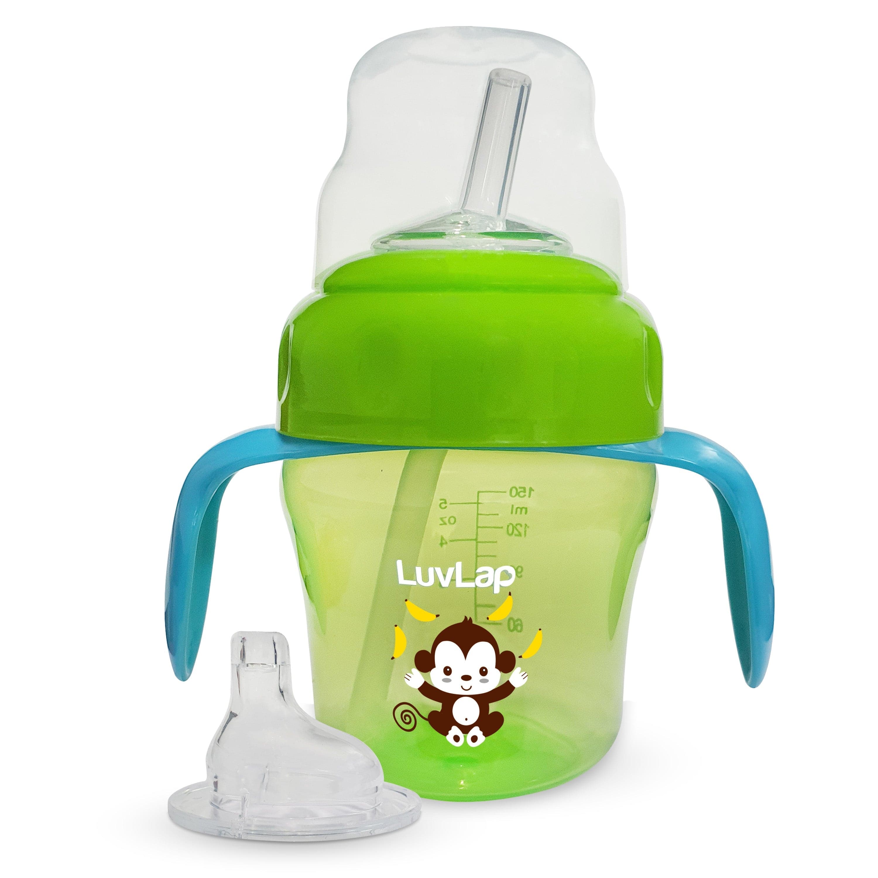 LuvLap Banana Time 2-In-1 Straw & Spout Cup, 150Ml Green