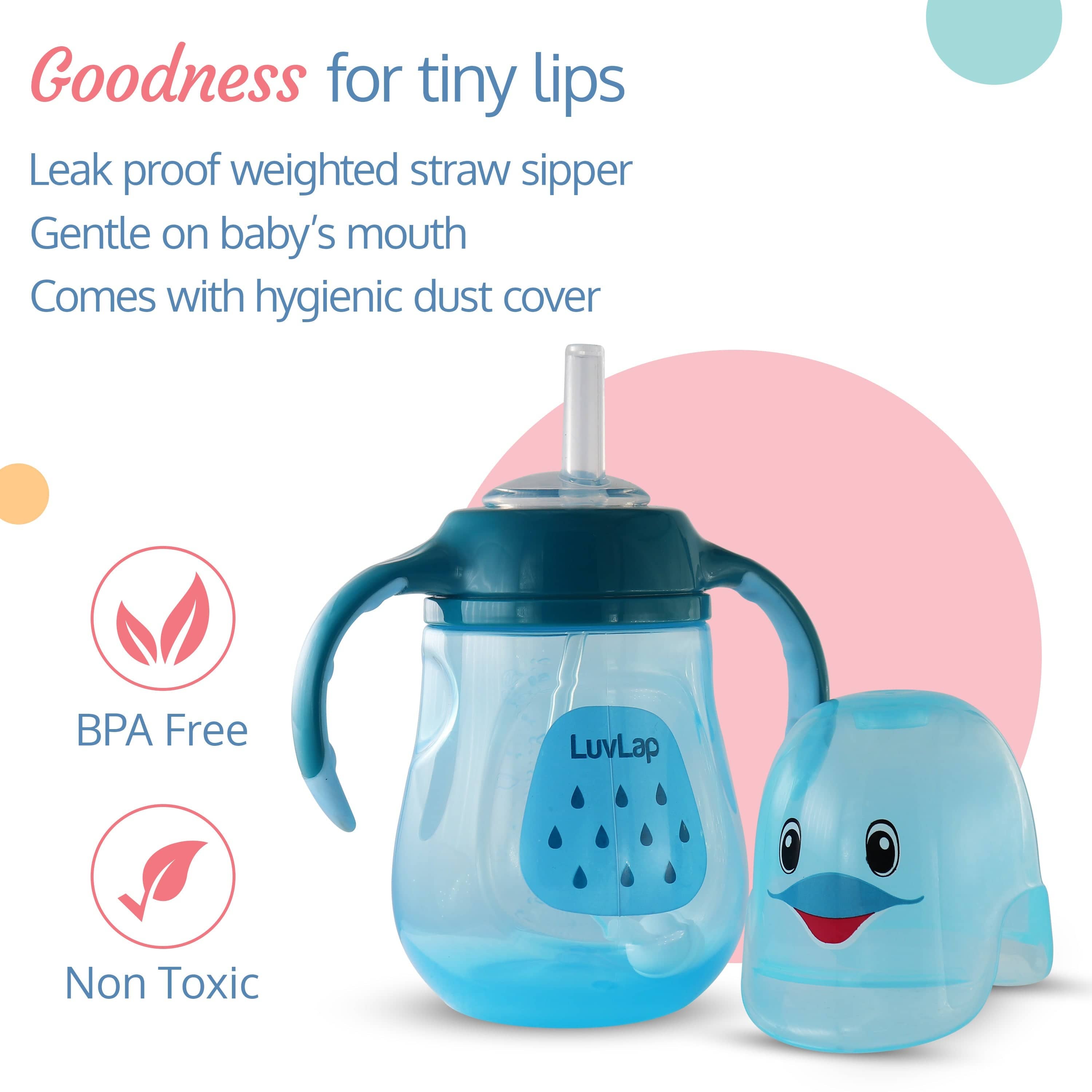 LuvLap Little Dolphin Straw Sipper, 280Ml