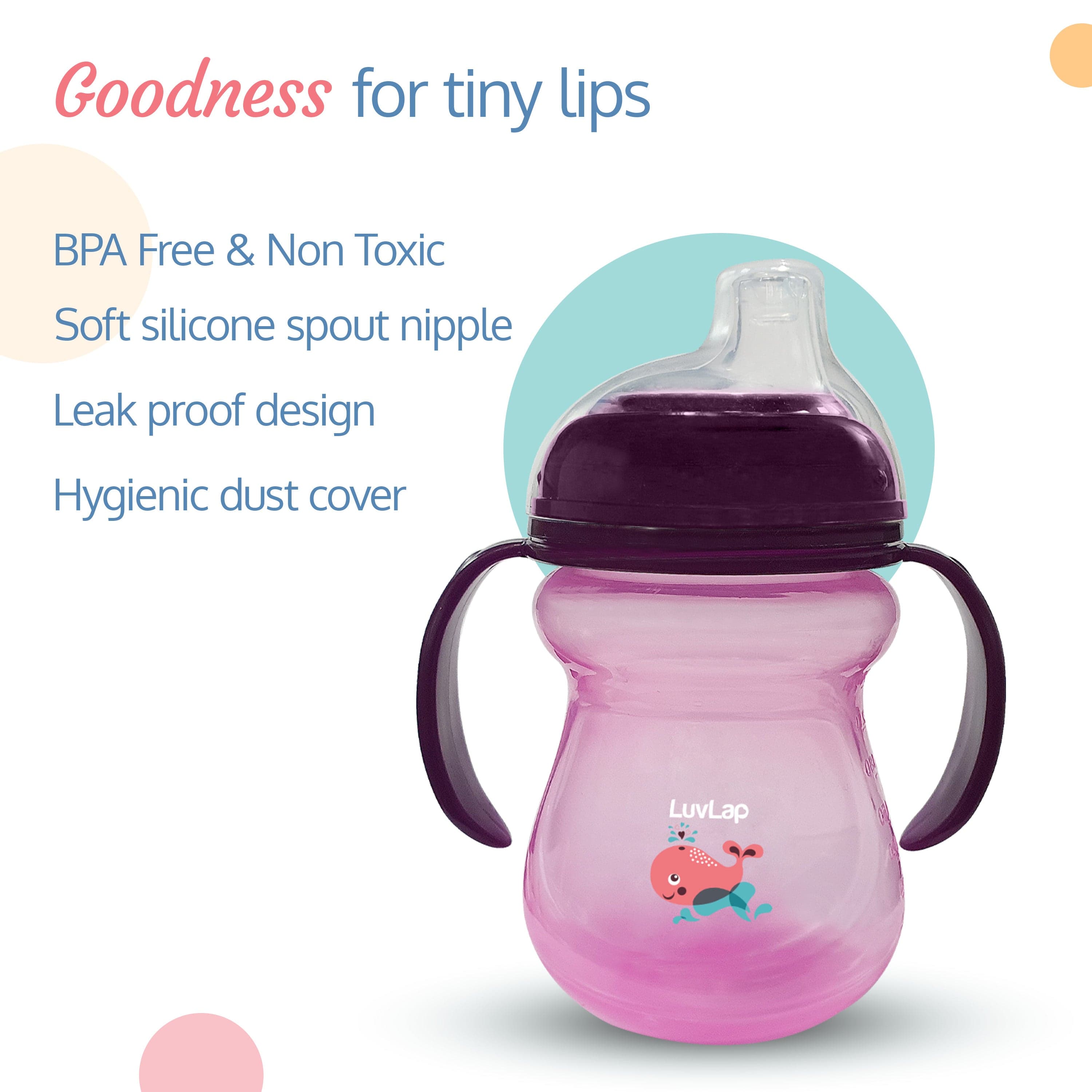 LuvLap Moby Little Spout Sippy Cup, 240Ml, Purple