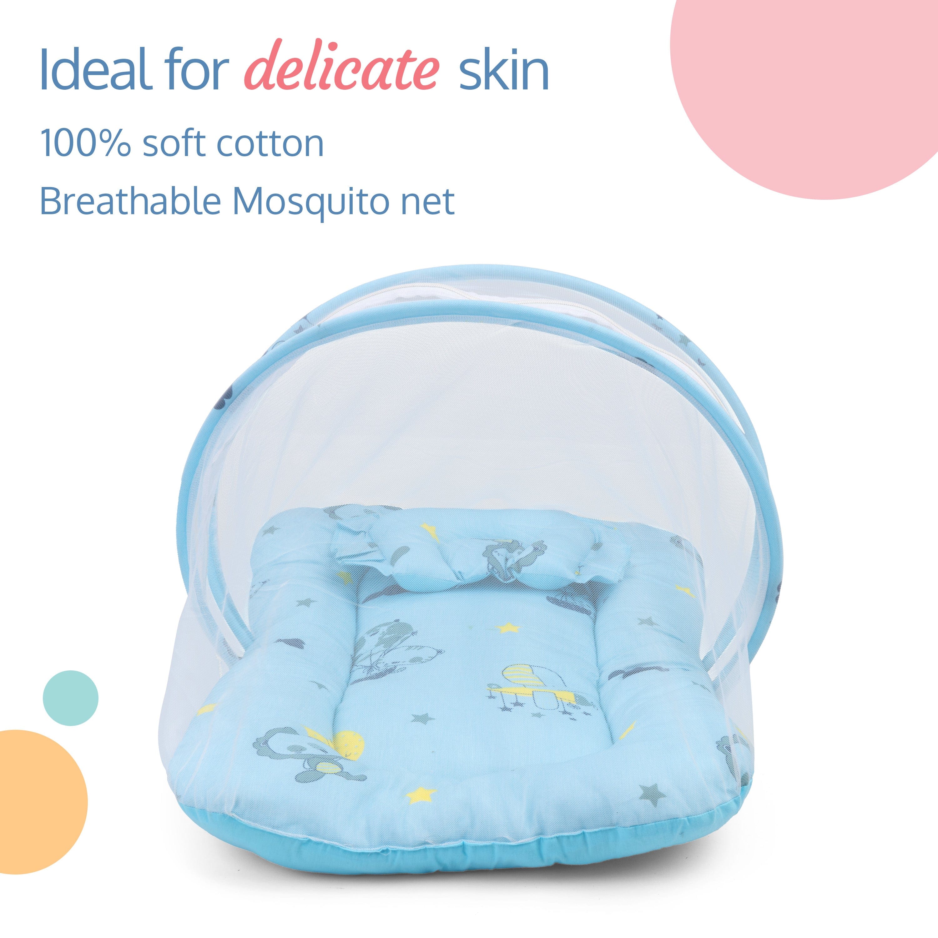 LuvLap Net Pillow Mattress Blue Pilot Print