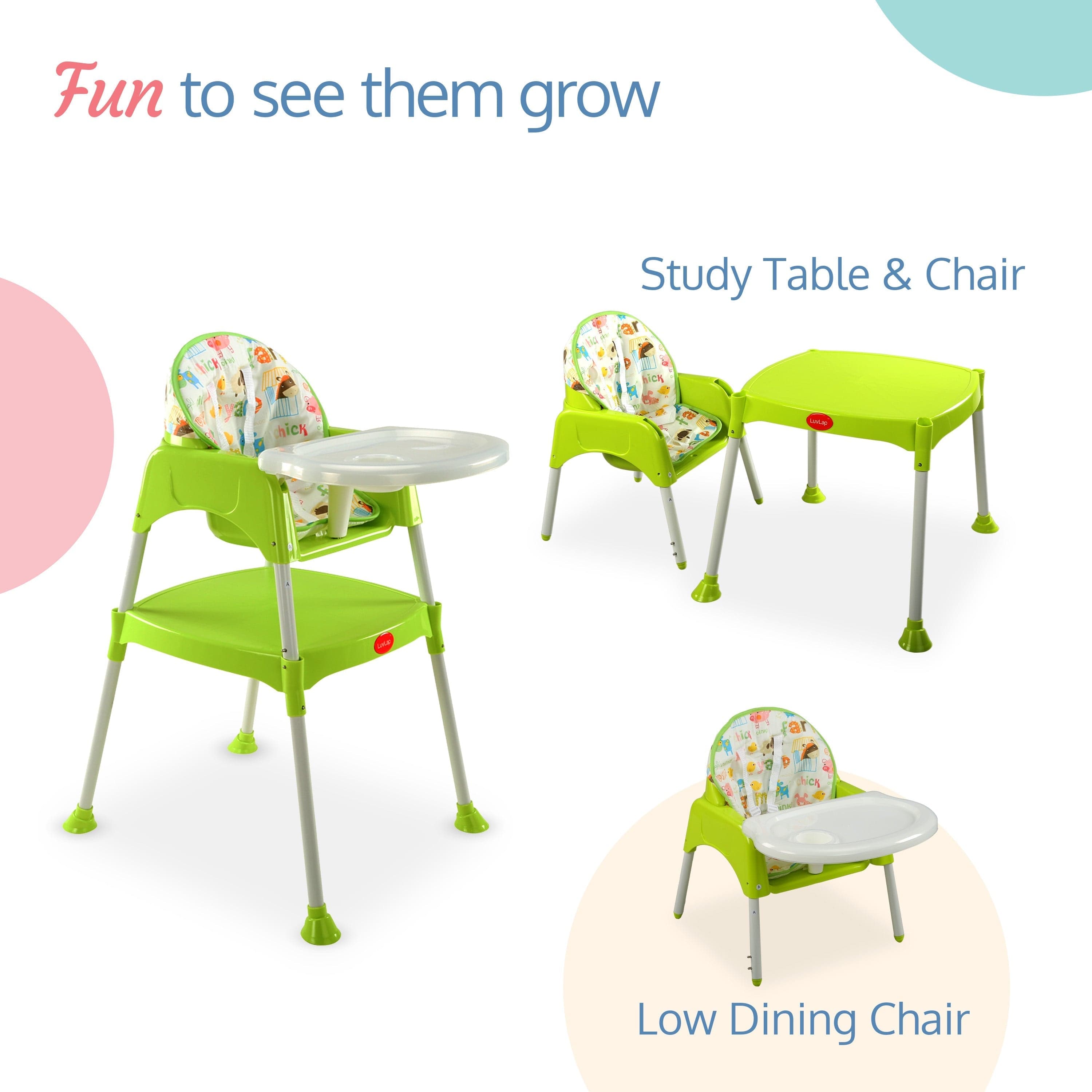 luvlap 3-In-1 Baby High Chair, Green
