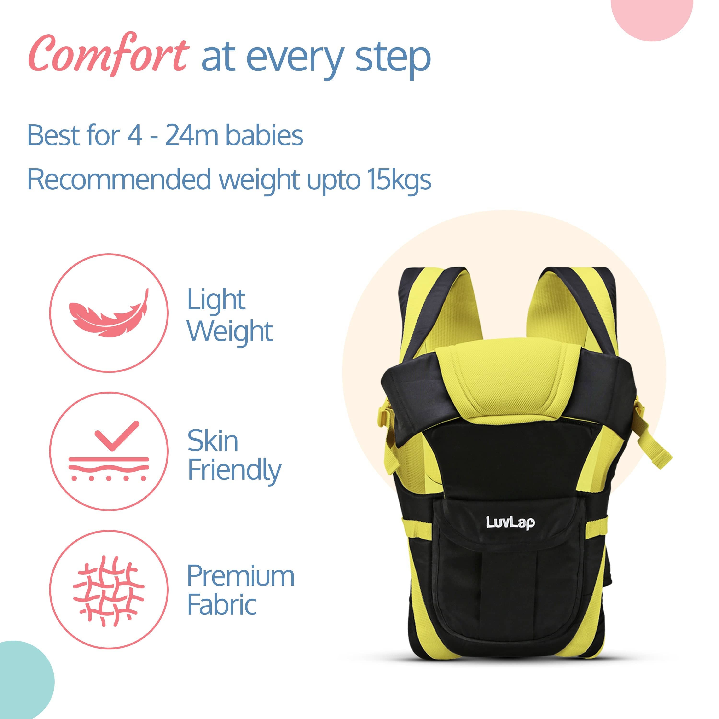 LuvLap Elegant Baby Carrier, Black/Green