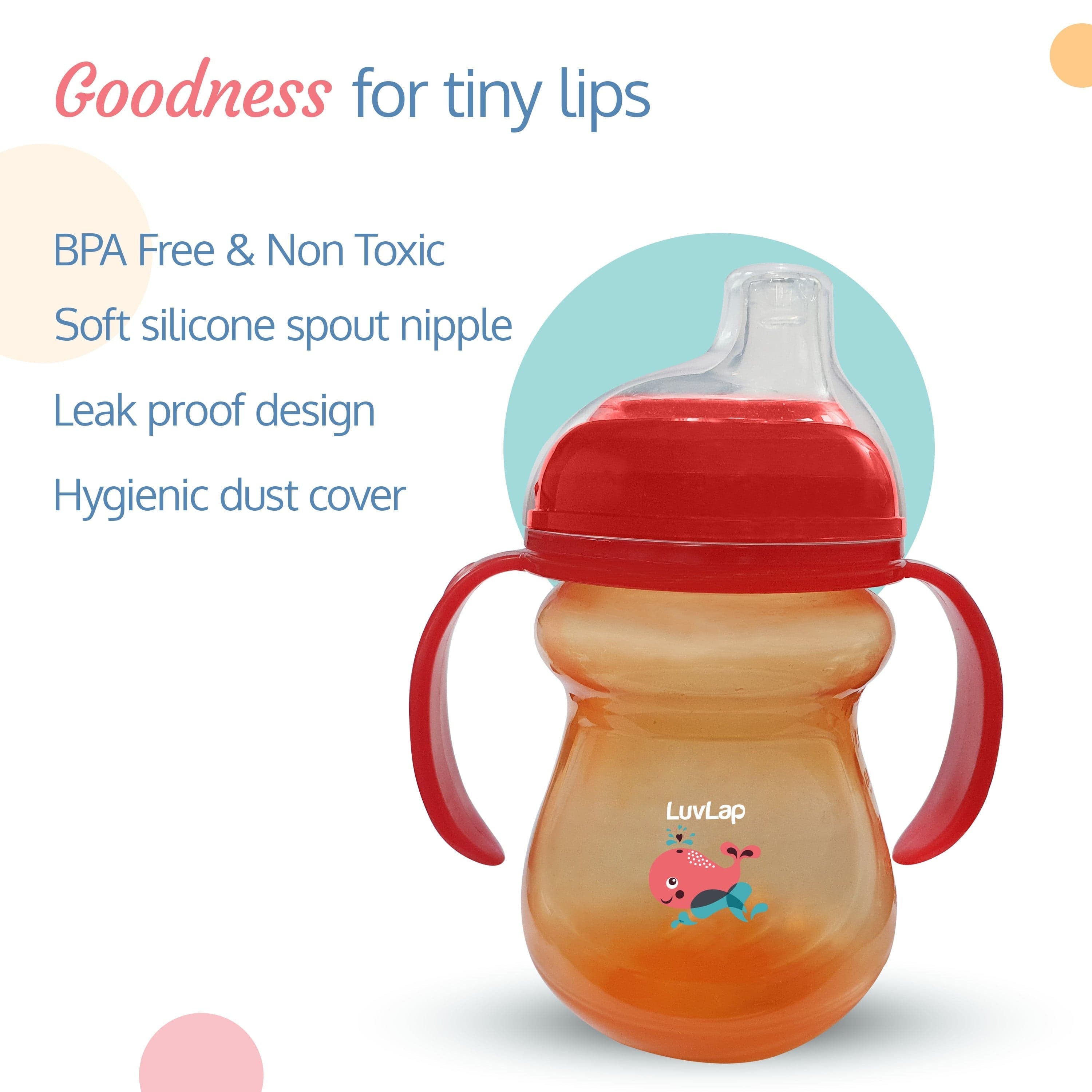 LuvLap Moby Little Spout Sippy Cup, 240Ml, Orange