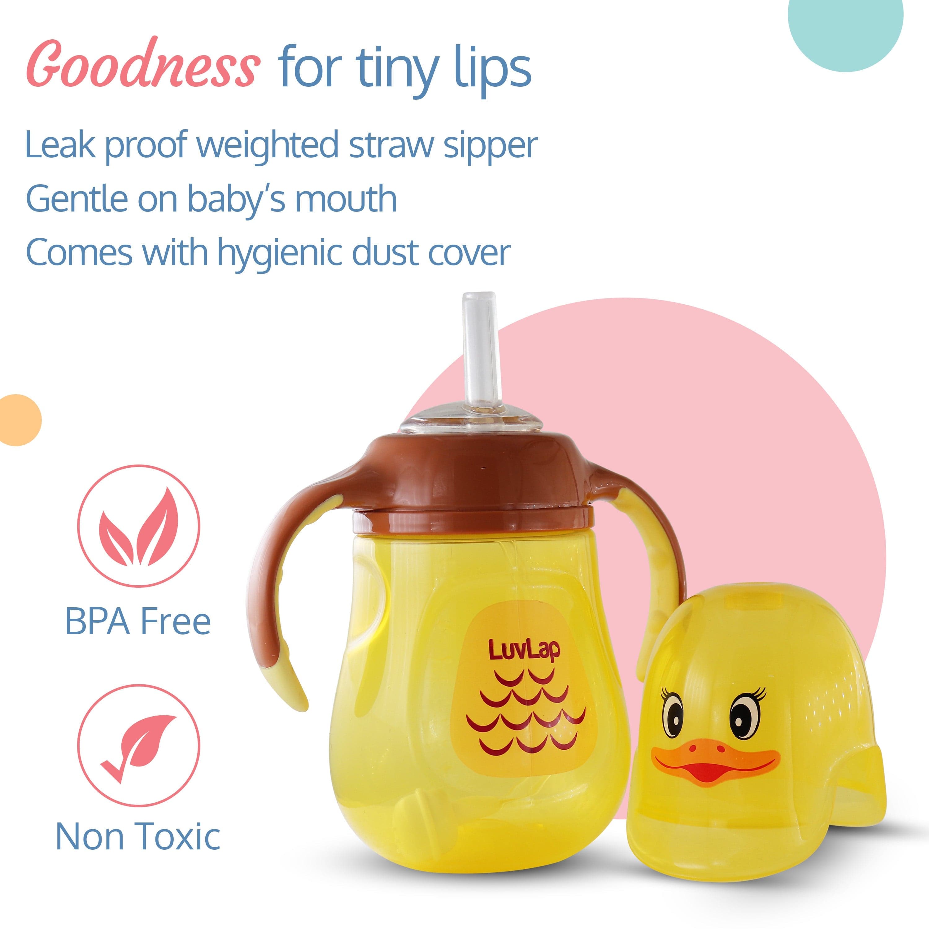 LuvLap Naughty Duck Straw Sipper, 280Ml