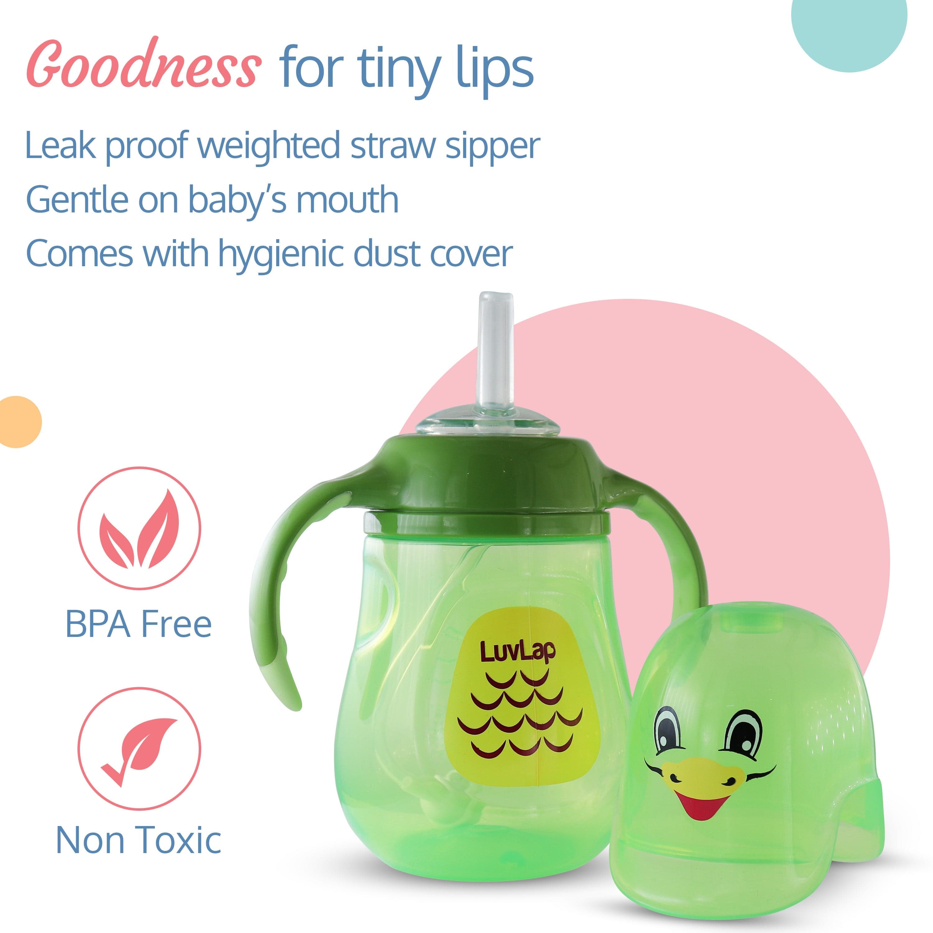 LuvLap Clever Frog Straw Sipper, 280Ml
