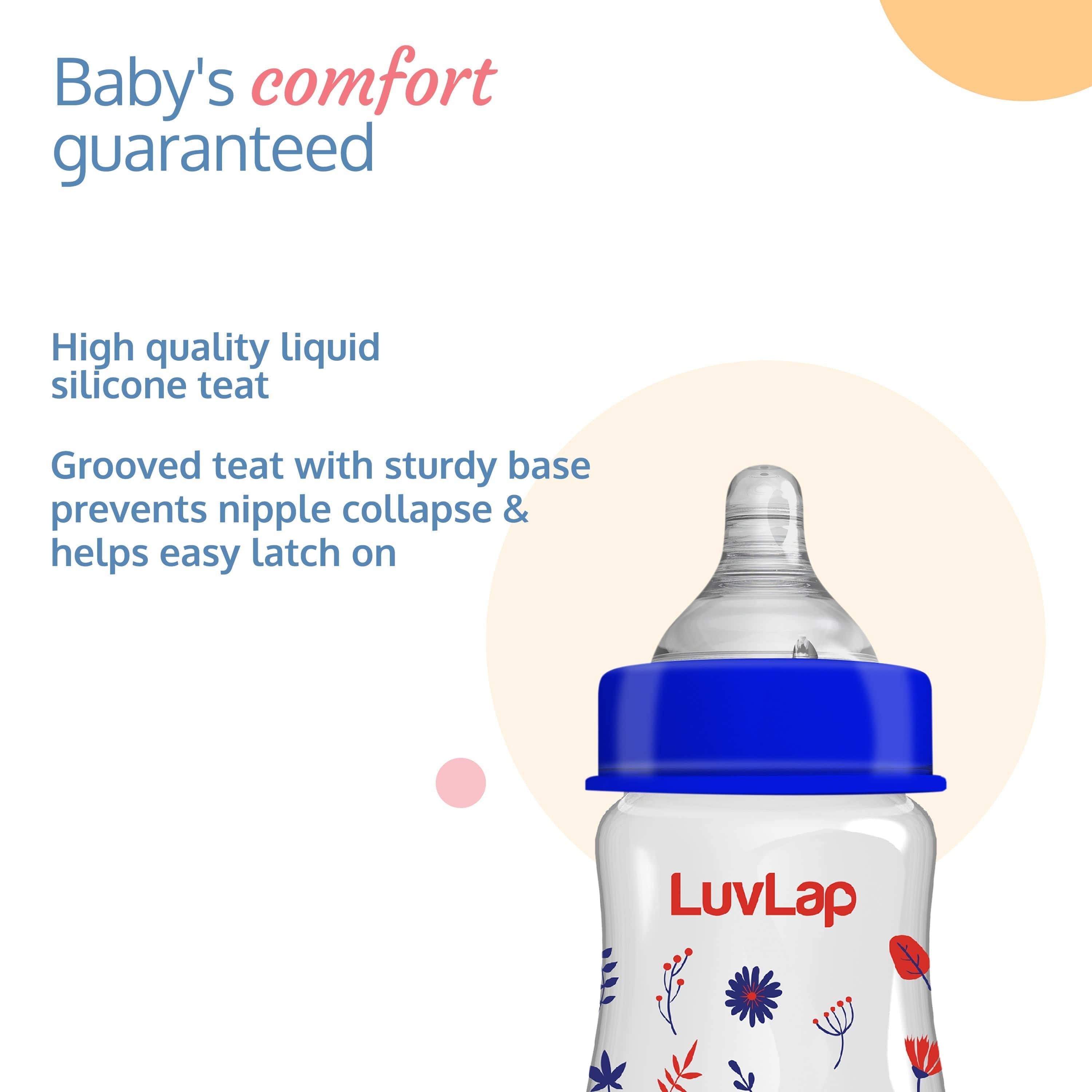 LuvLap Anti-Colic Wide Neck Natura Flo Baby Feeding Bottle, 150ml, Floral