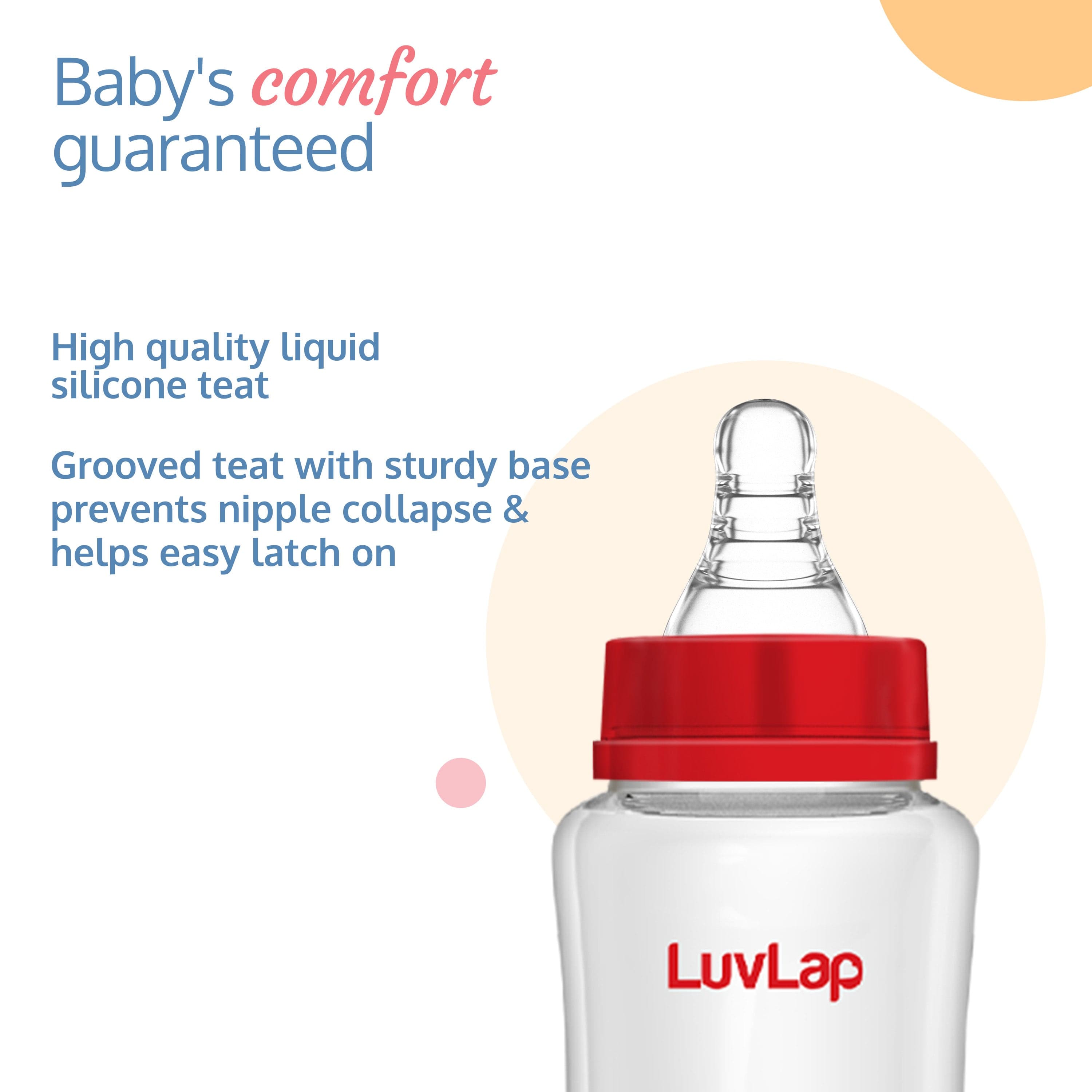 LuvLap Anti-Colic Slim Neck Essential Baby Feeding Bottle, 250ml