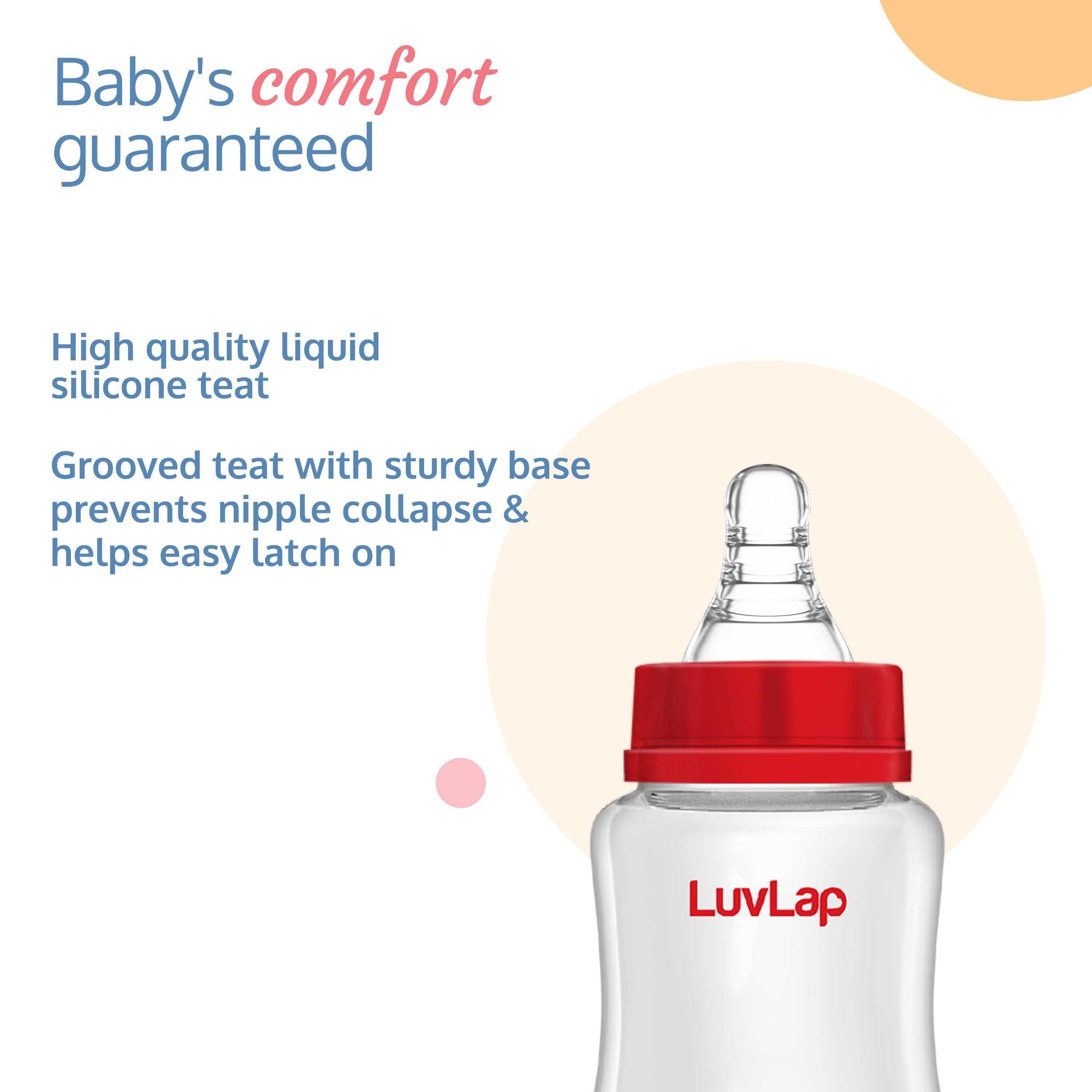 LuvLap Essential Slim Neck Feeding Bottle, Plain 125Ml