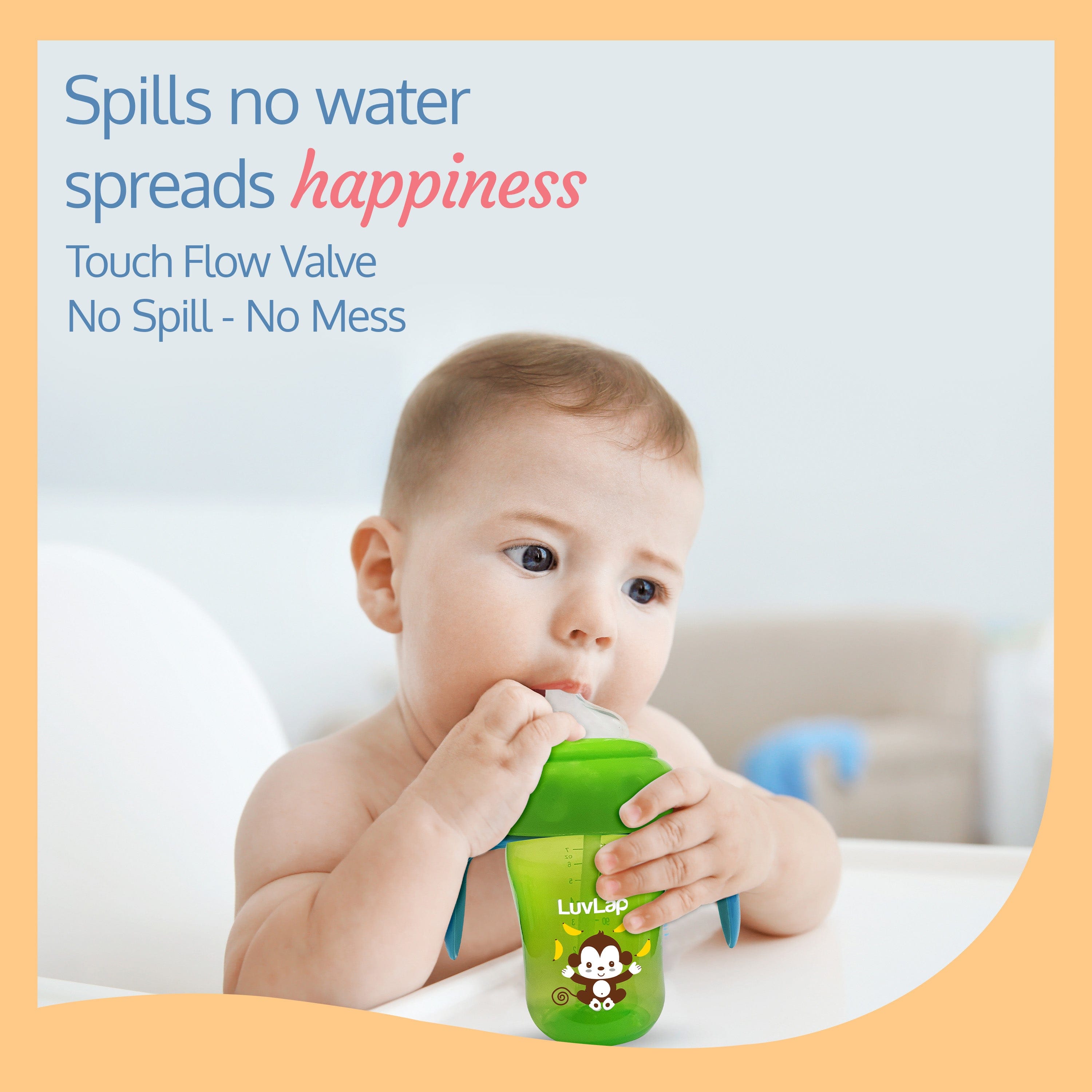 LuvLap Banana Time 2-In-1 Straw & Spout Cup, 210Ml Green