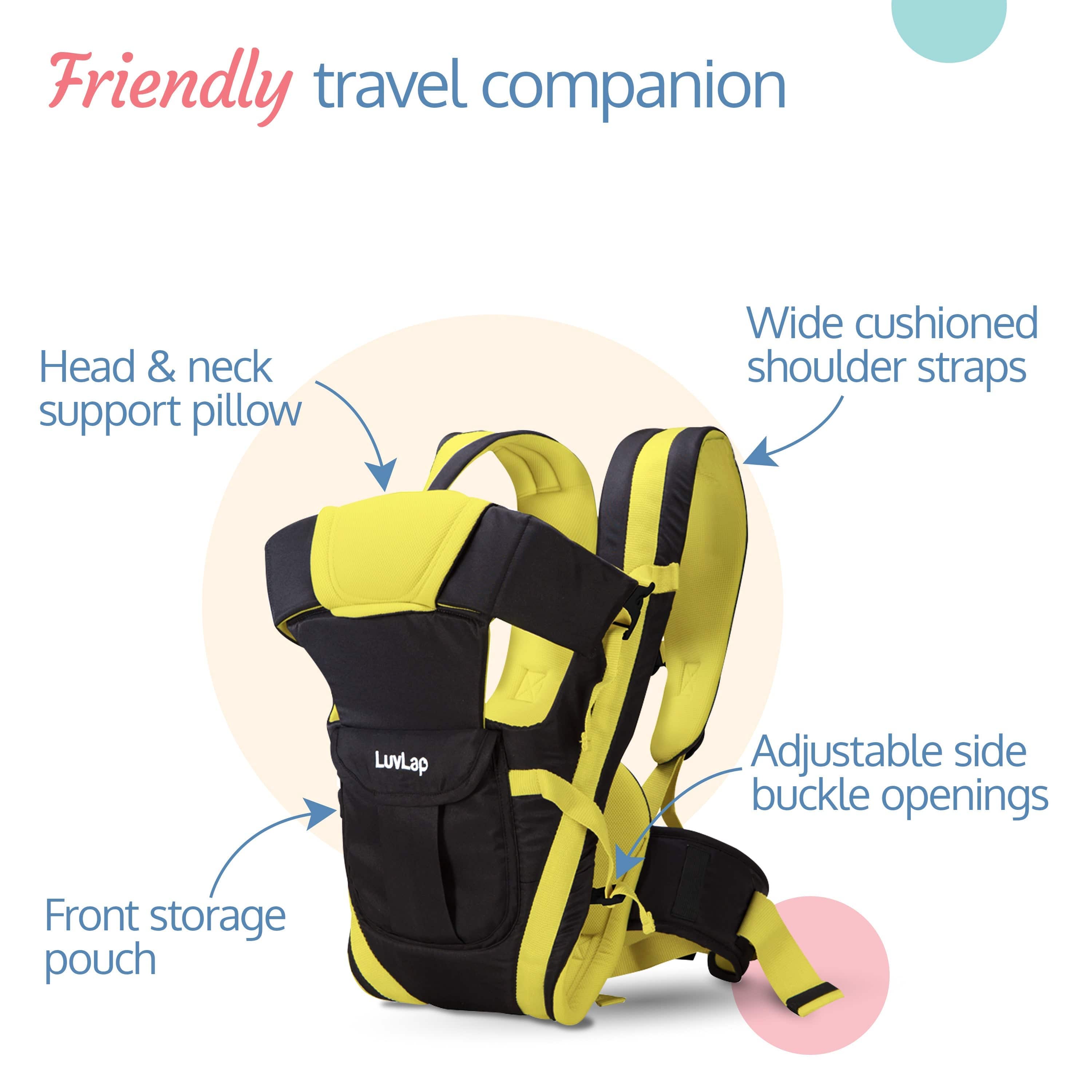 LuvLap Elegant Baby Carrier, Black/Green