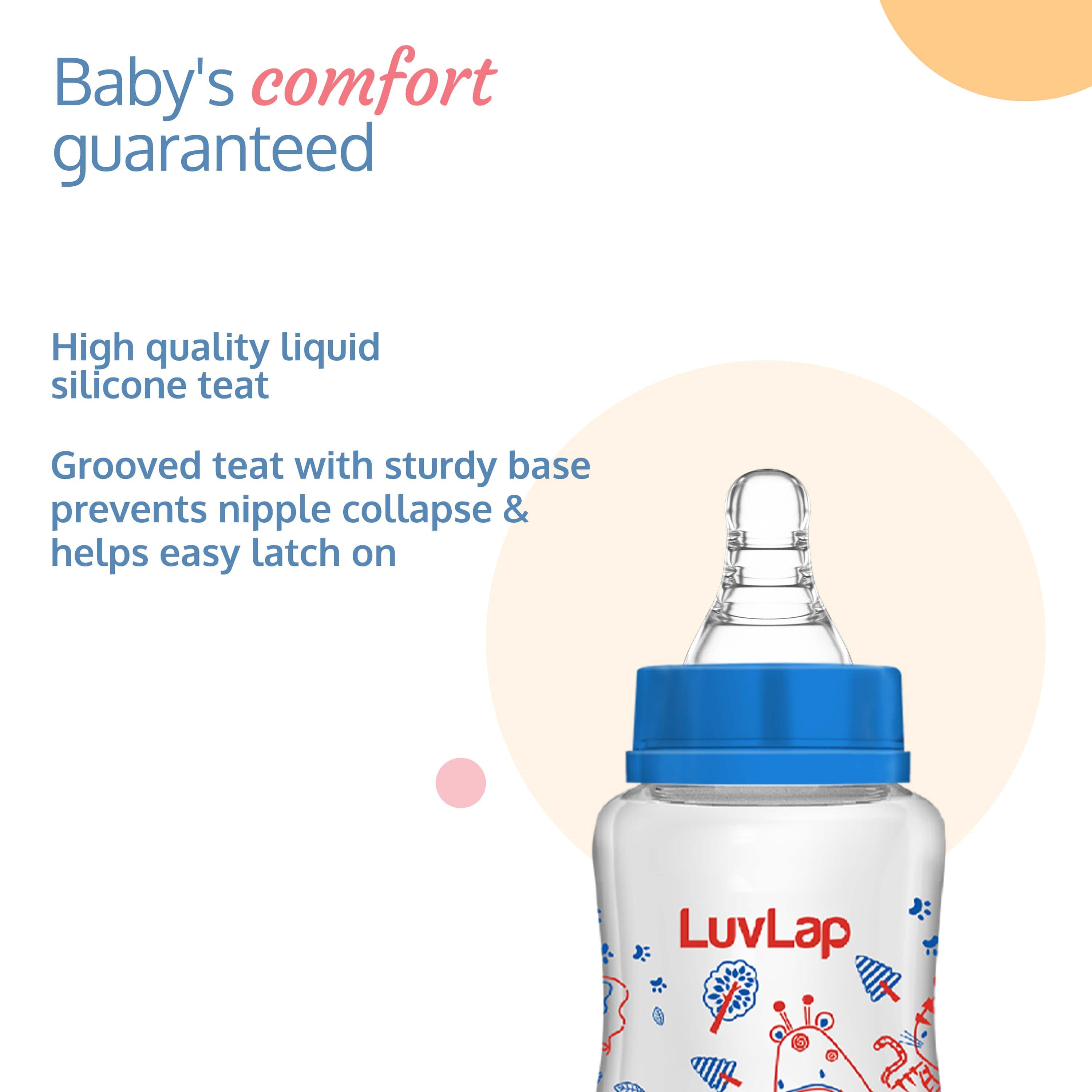 LuvLap Slim Neck Essential Baby Feeding Bottle, 125ml, Jungle Tales