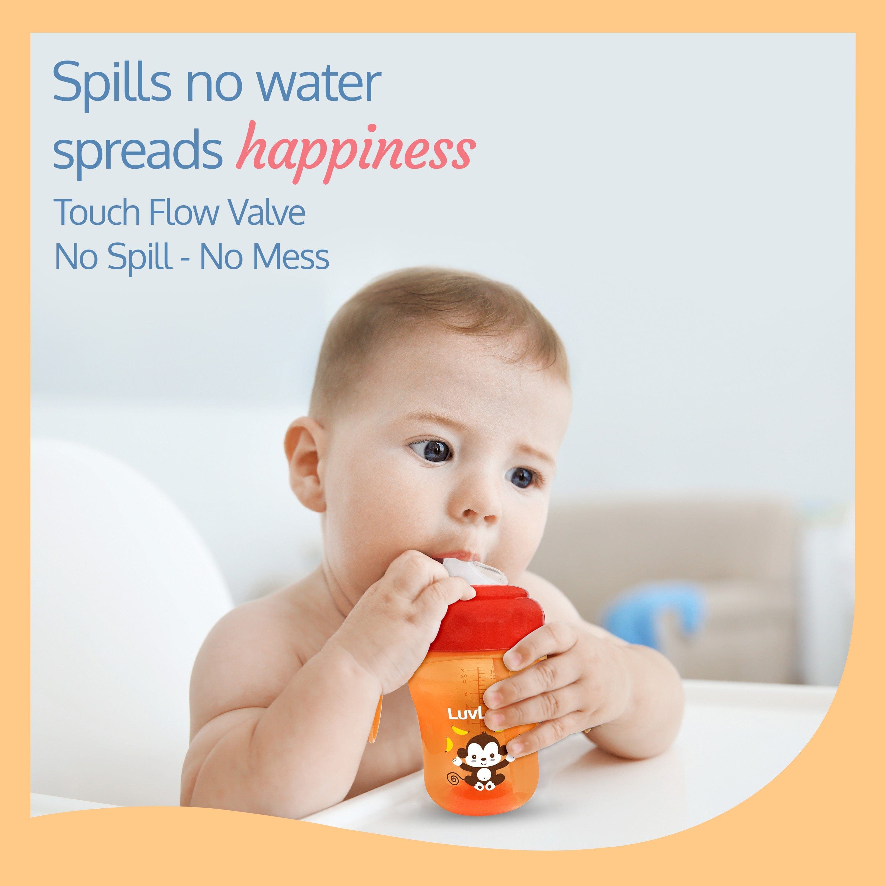 LuvLap Banana Time 2-in-1 Straw & Spout Cup, 210ml Orange