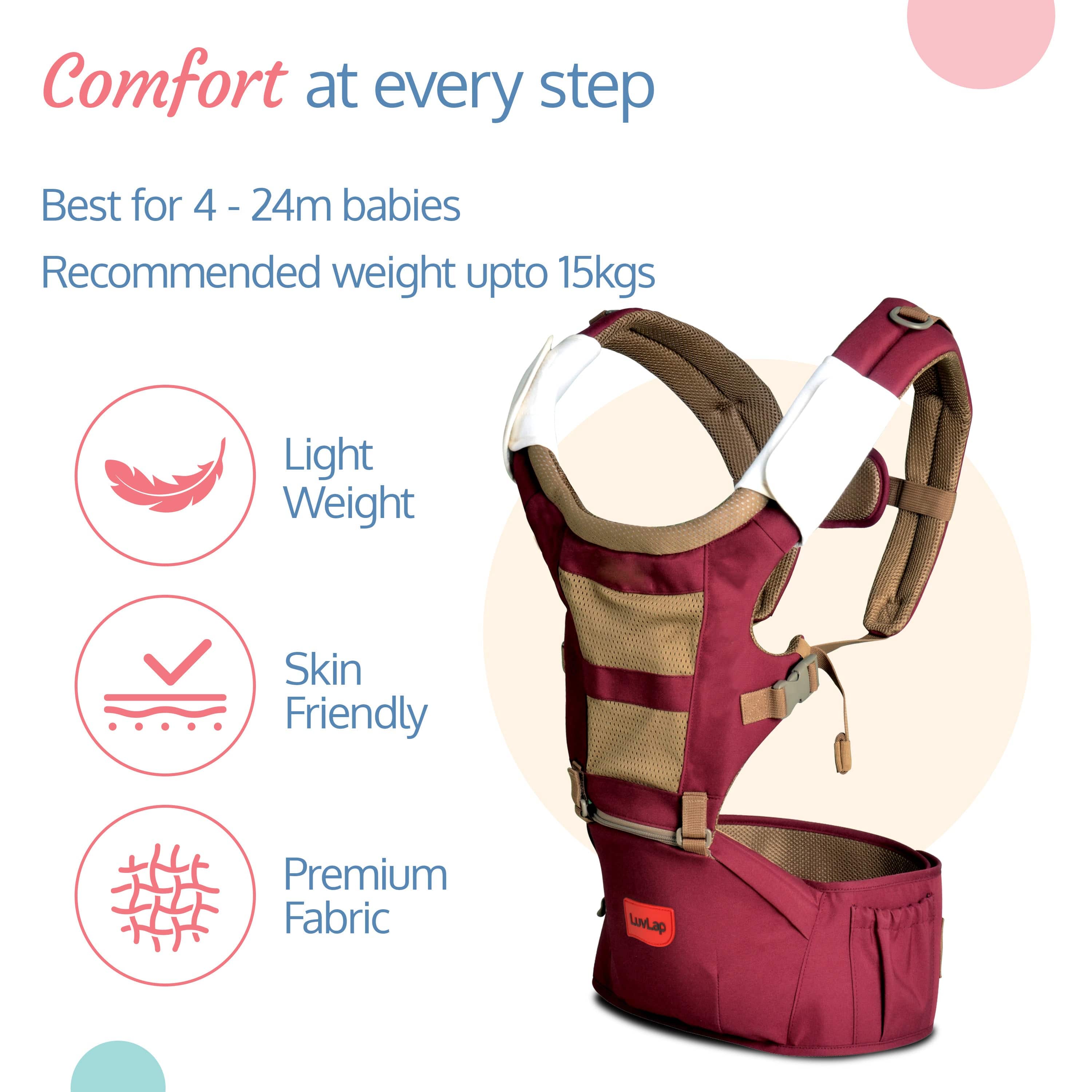 LuvLap Royal Hip Seat Baby Carrier, Purple