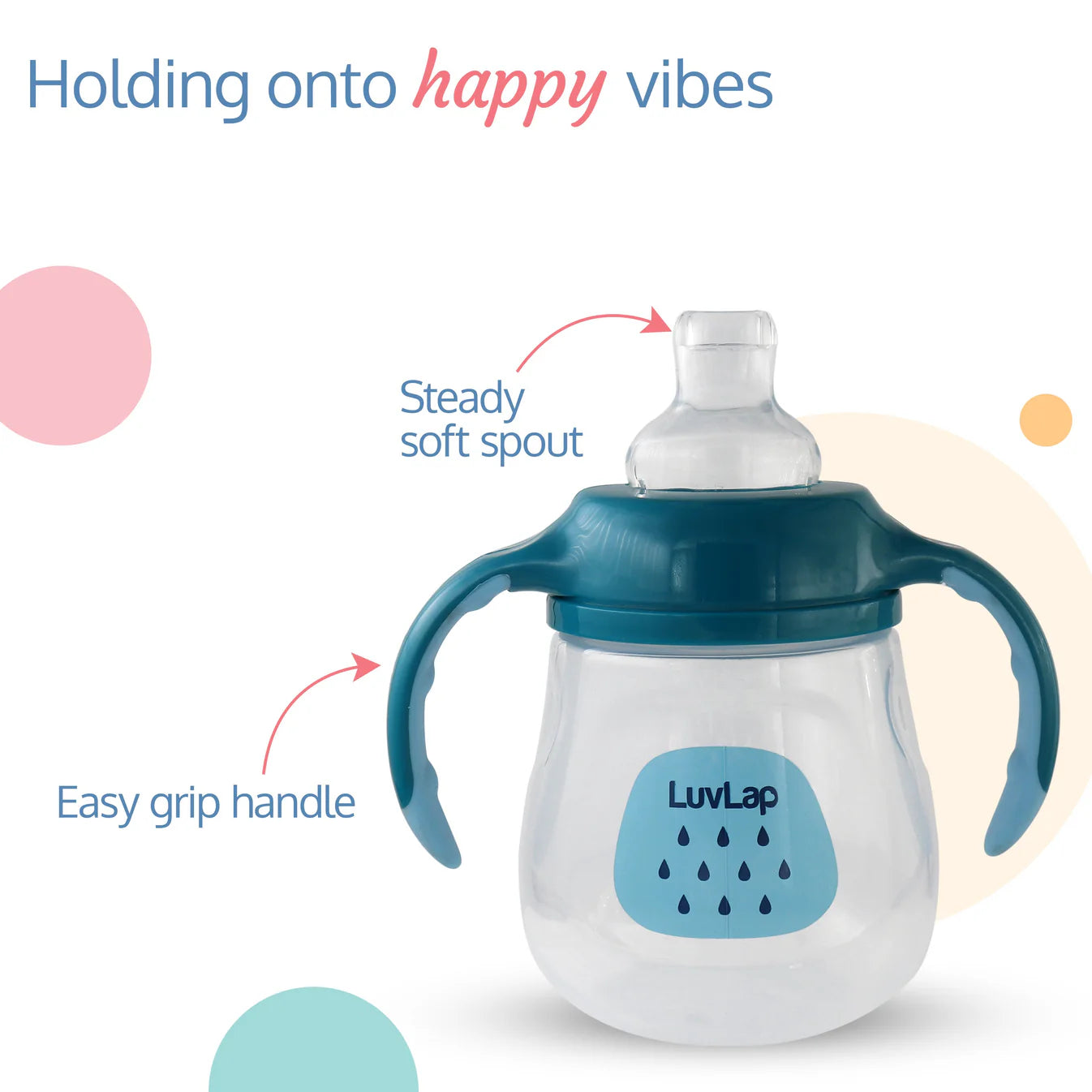 Luvlap Blue Little Dolphin Sipper With Silicone Straw For Infant Toddler 280 ml (12 M Plus)