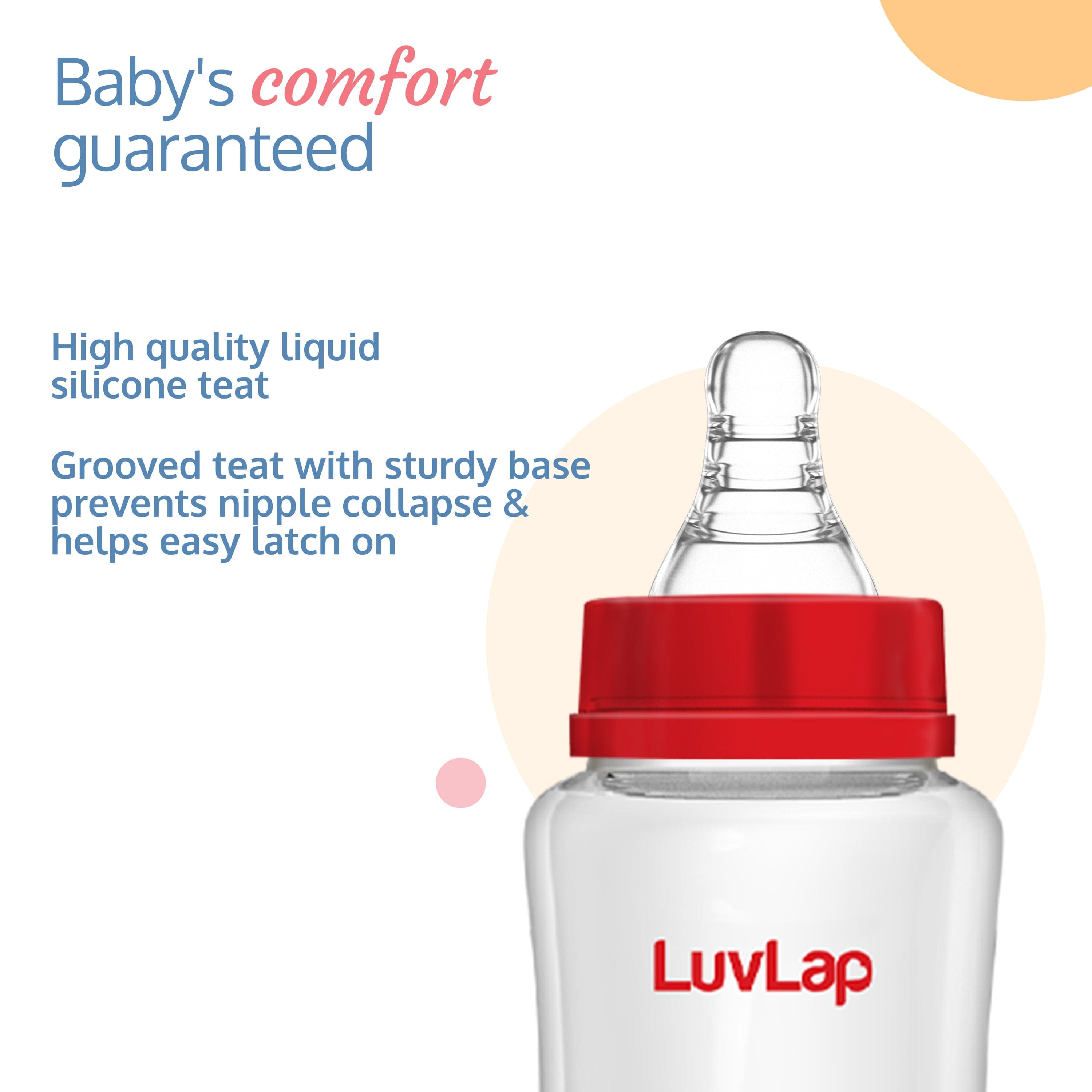 LuvLap Anti-Colic Slim/Regular Neck Essential Baby Feeding Bottle, 250ml (Pack of 2)