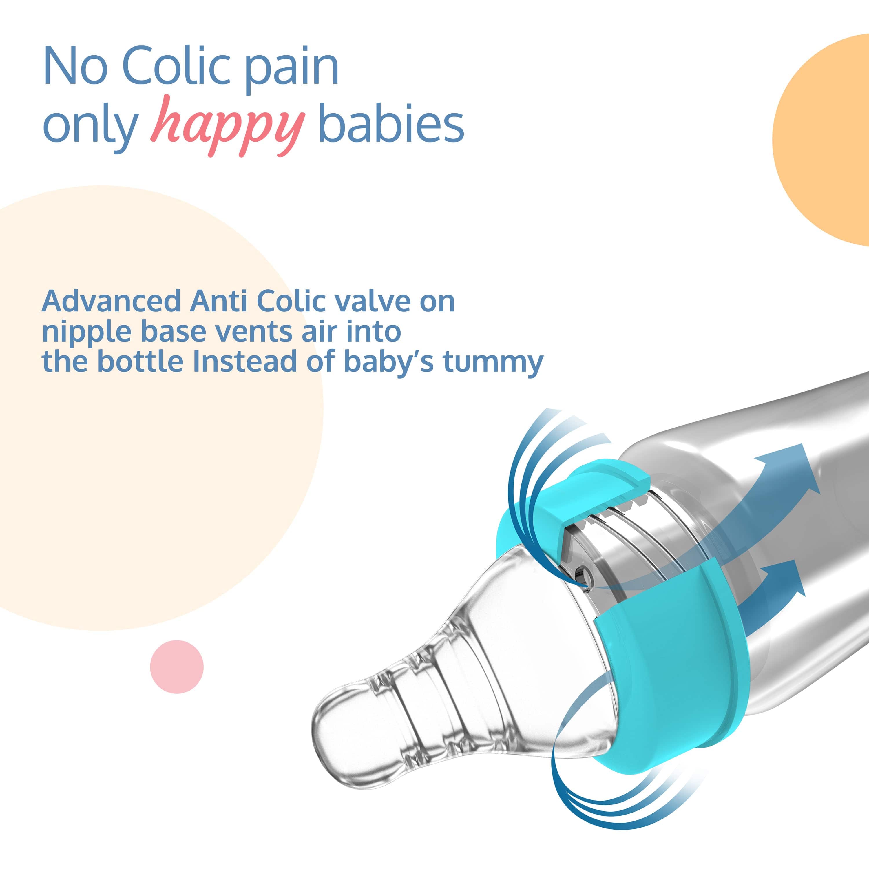 LuvLap Anti-Colic Slim Neck Essential Baby Feeding Bottle, 125ml, Wild Flower