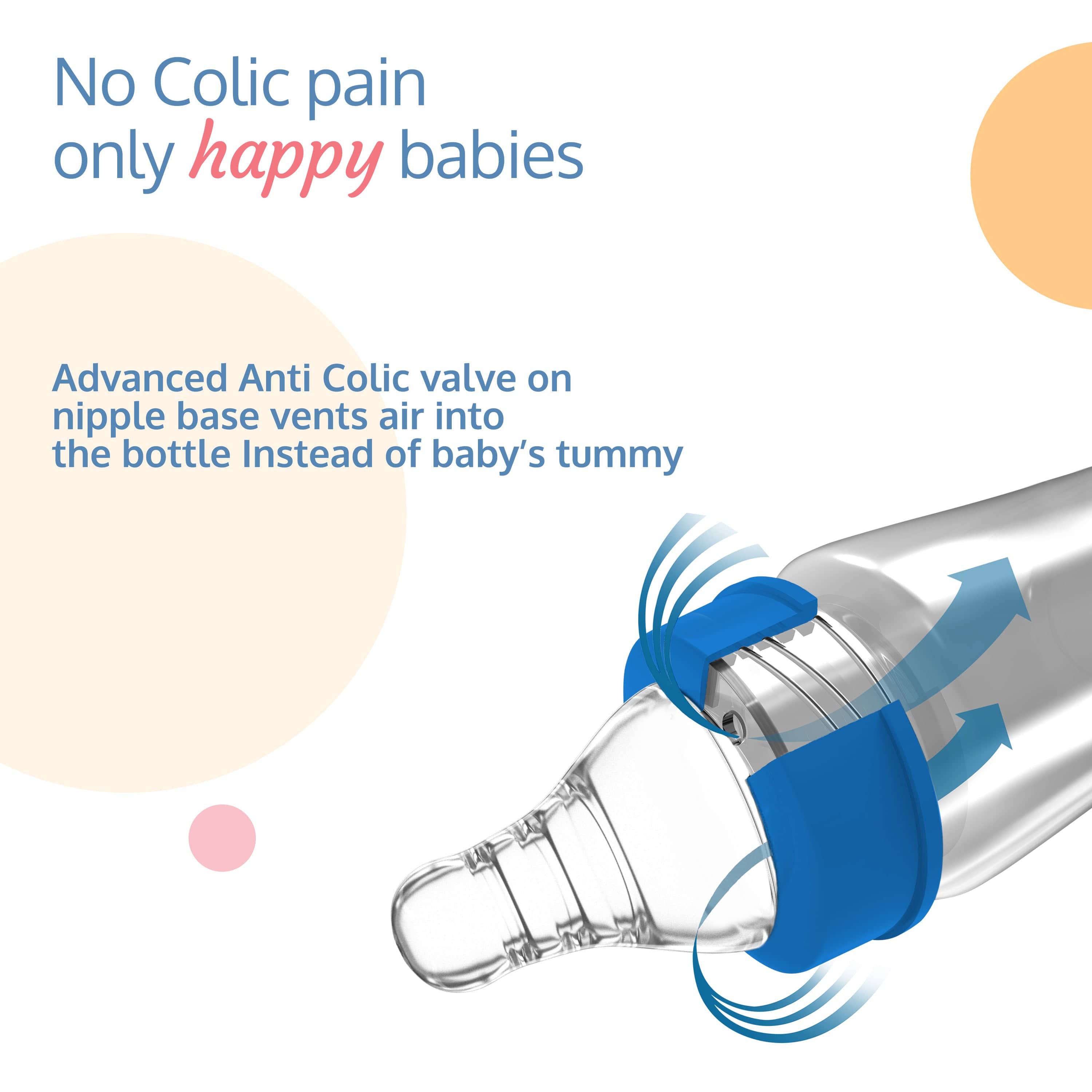 LuvLap Anti-Colic Slim / Regular Neck Essential Baby Feeding Bottle, 250ml (Pack of 2)