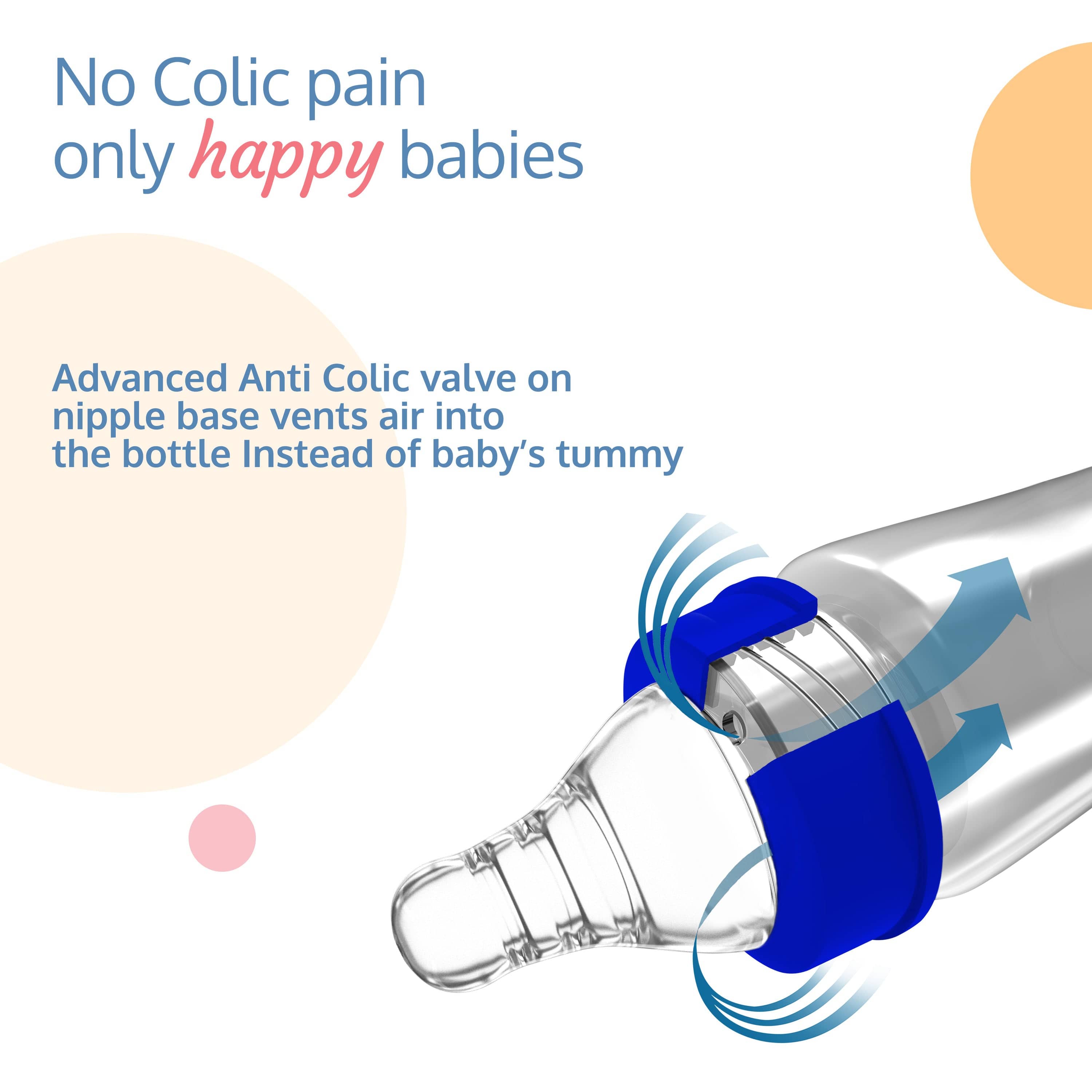 LuvLap Anti-Colic Wide Neck Natura Flo Baby Feeding Bottle, 150ml, Floral