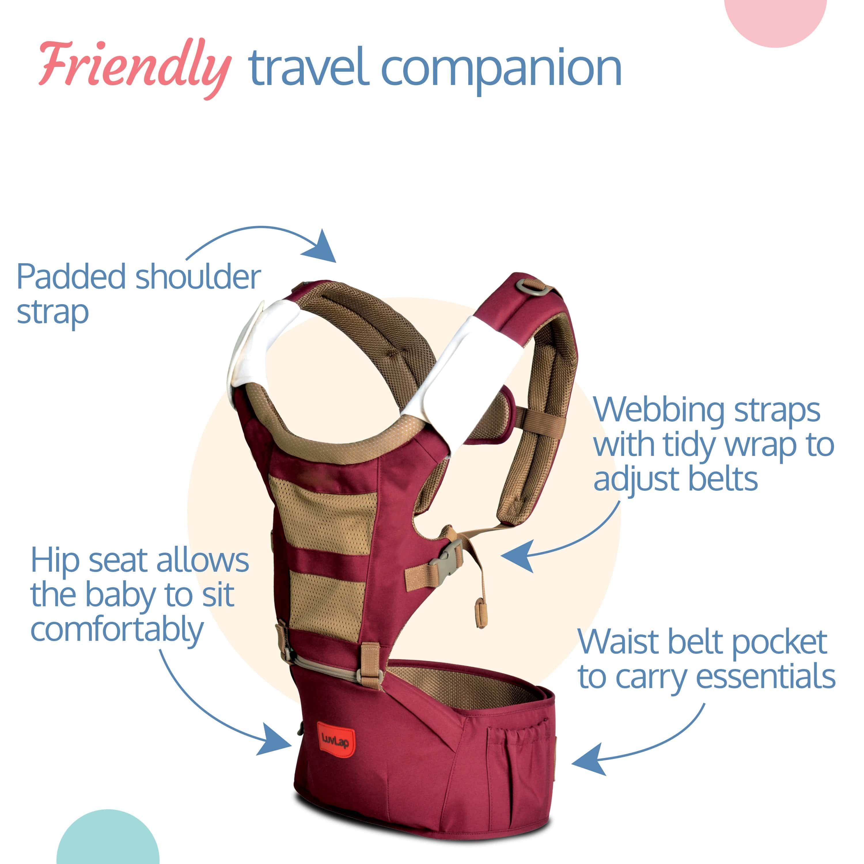 LuvLap Royal Hip Seat Baby Carrier, Purple