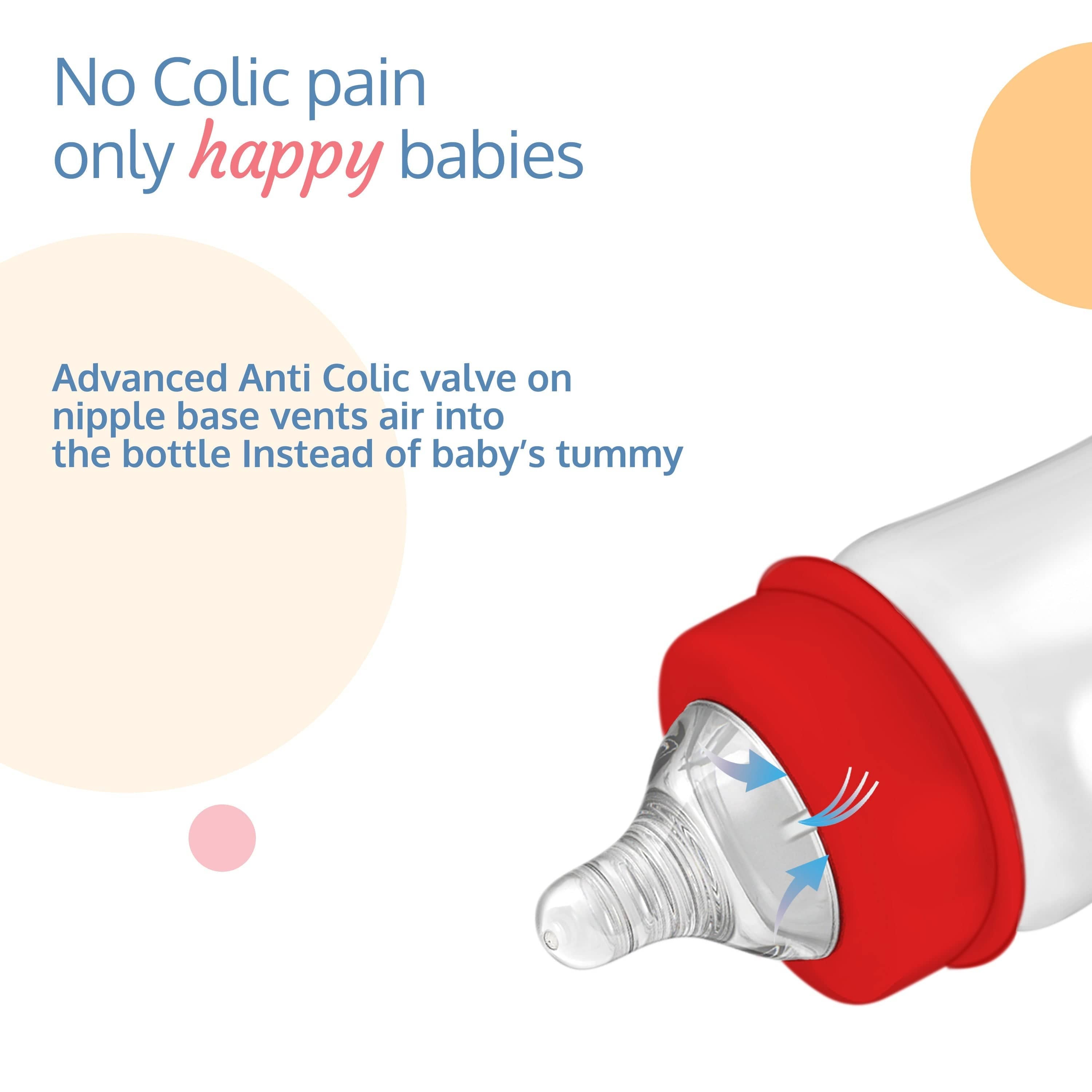 LuvLap Anti-Colic Wide Neck Natura Flo Baby Feeding Bottle, 150ml (Pack of 2)