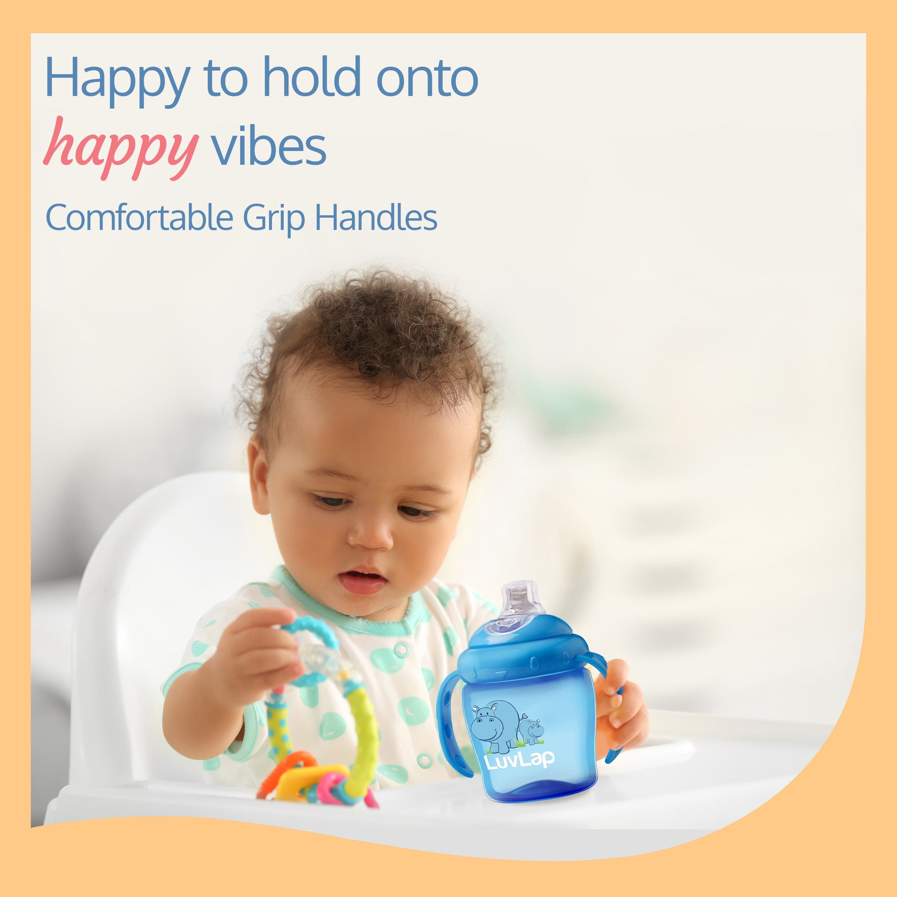 LuvLap Hippo Spout Sipper for Infant/Toddler, 225ml (Blue)