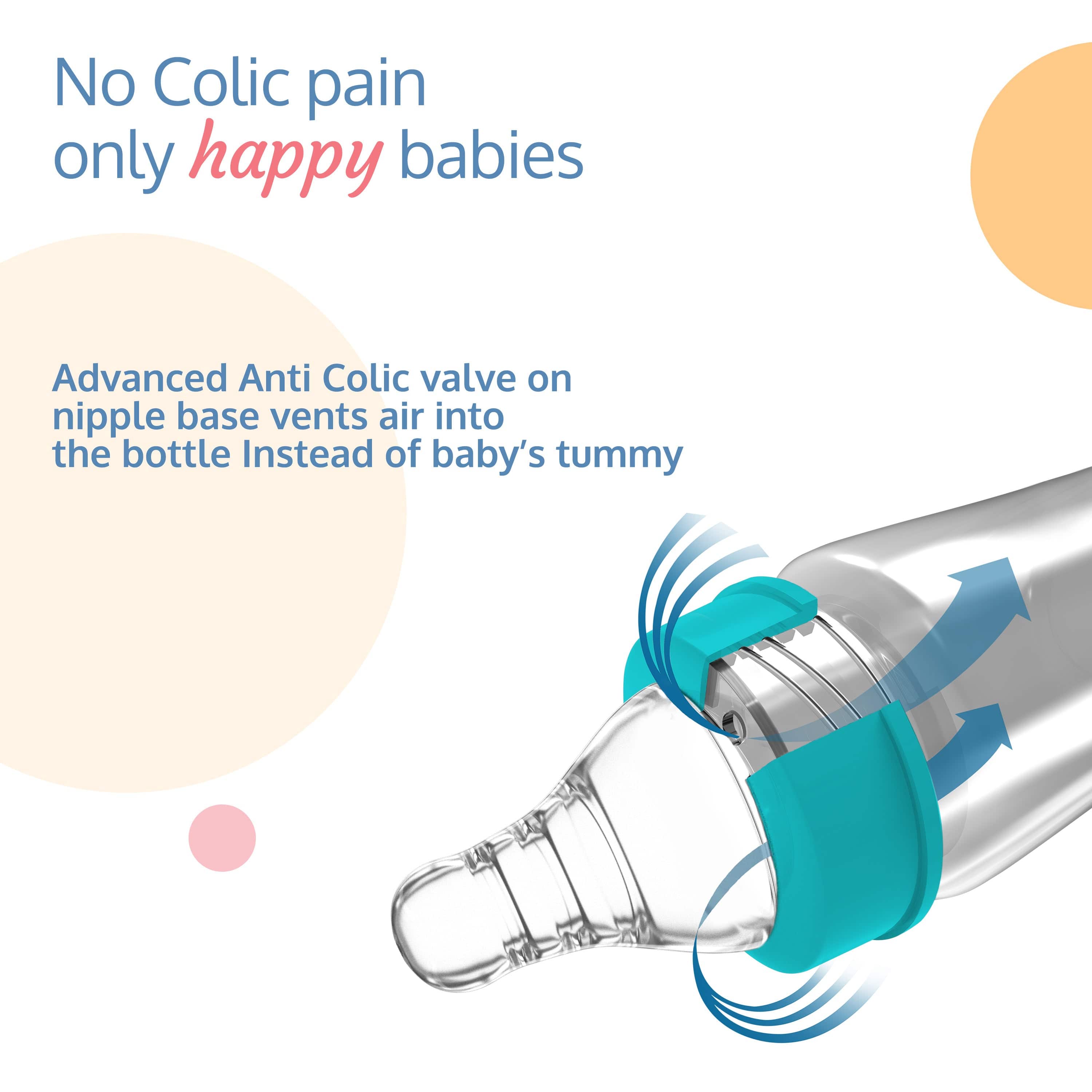 LuvLap Anti-Colic Slim Neck Essential Baby Feeding Bottle, 250ml, Wild Flower