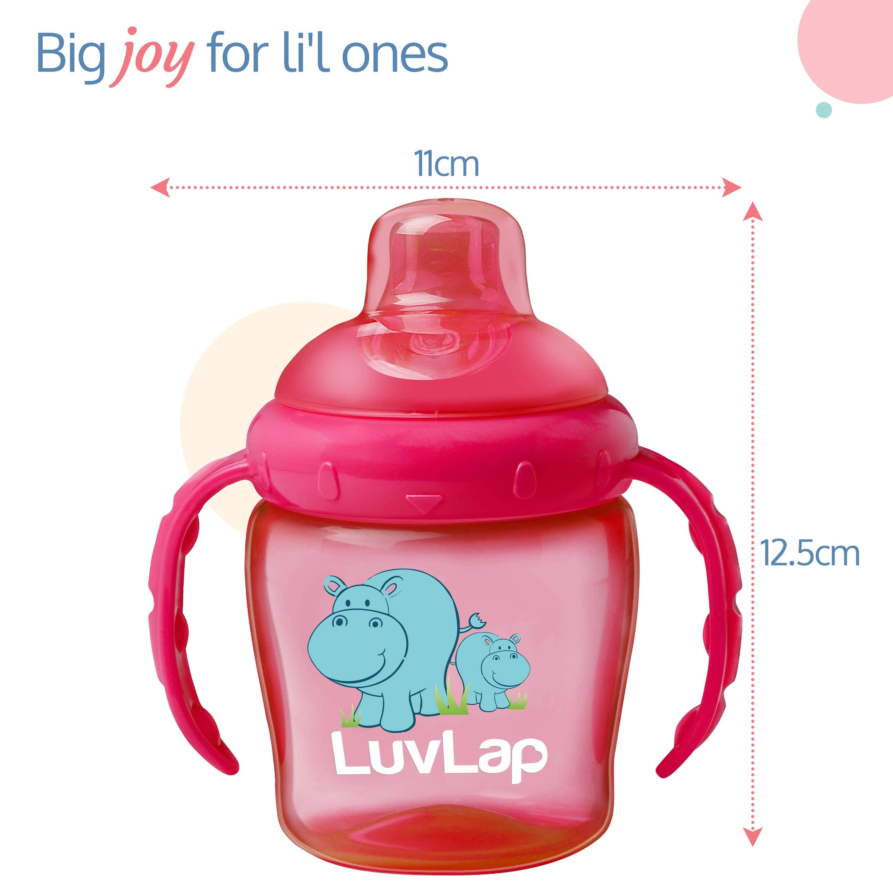 LuvLap Hippo Spout Sipper for Infant/Toddler, 225ml (Pink)