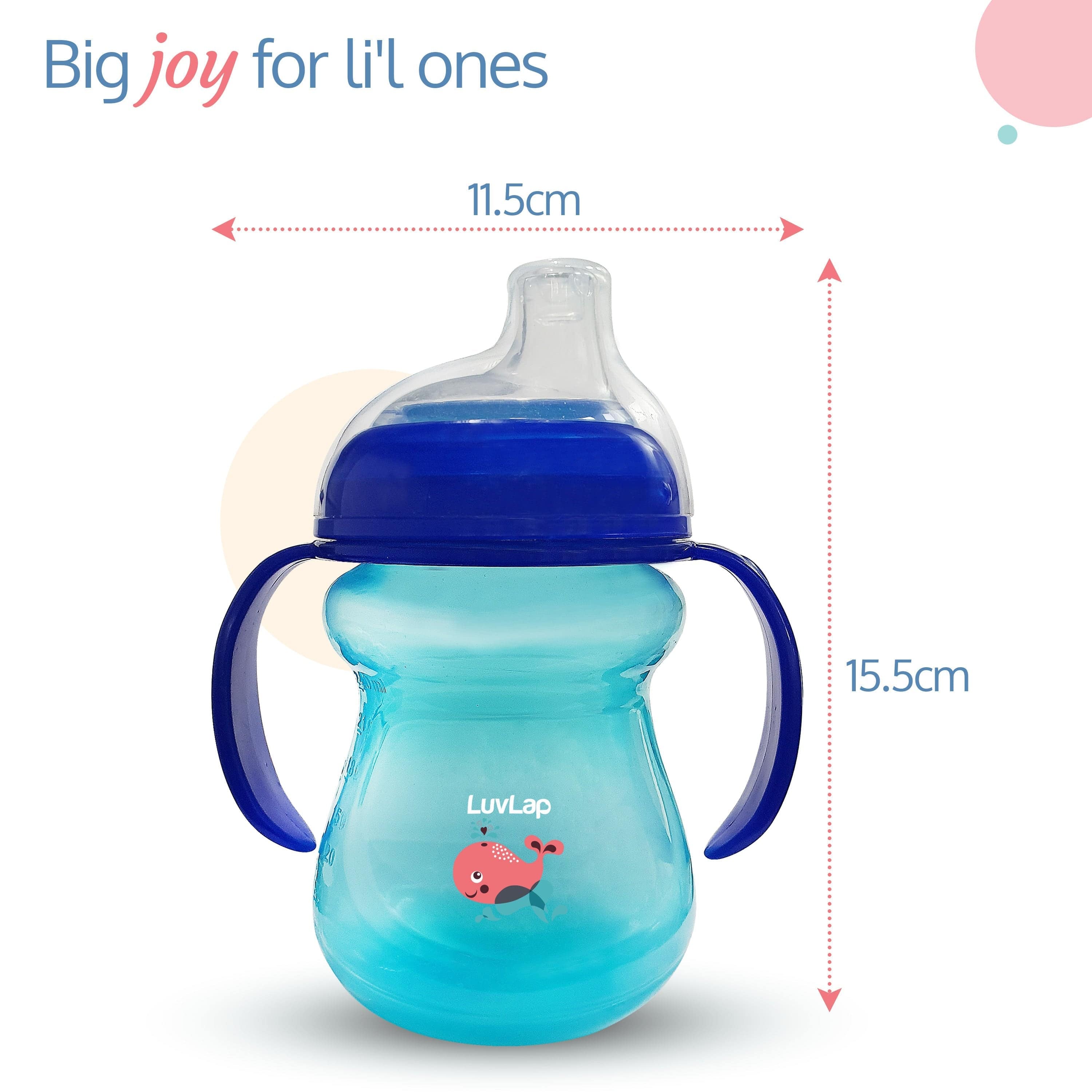 LuvLap Moby Little Spout Sippy Cup, 240Ml, Blue