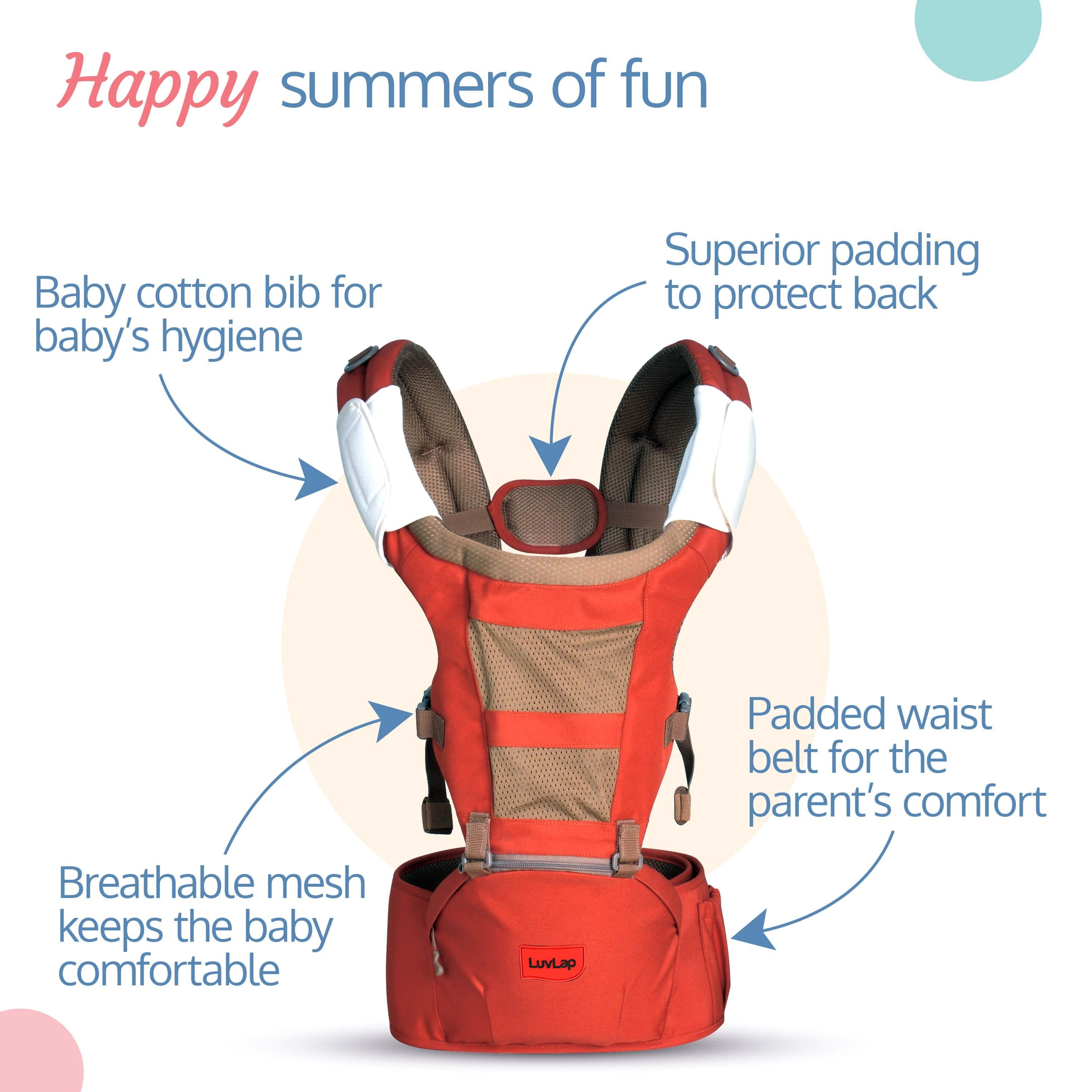 LuvLap Royal Hip Seat Baby Carrier, Orange