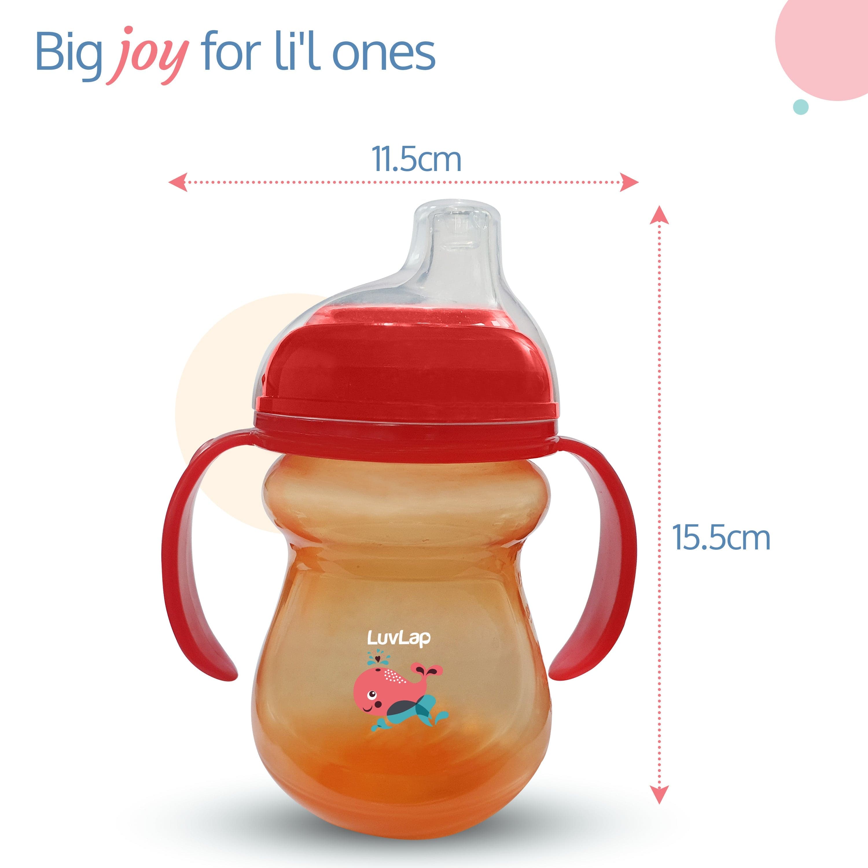 LuvLap Moby Little Spout Sippy Cup, 240Ml, Orange