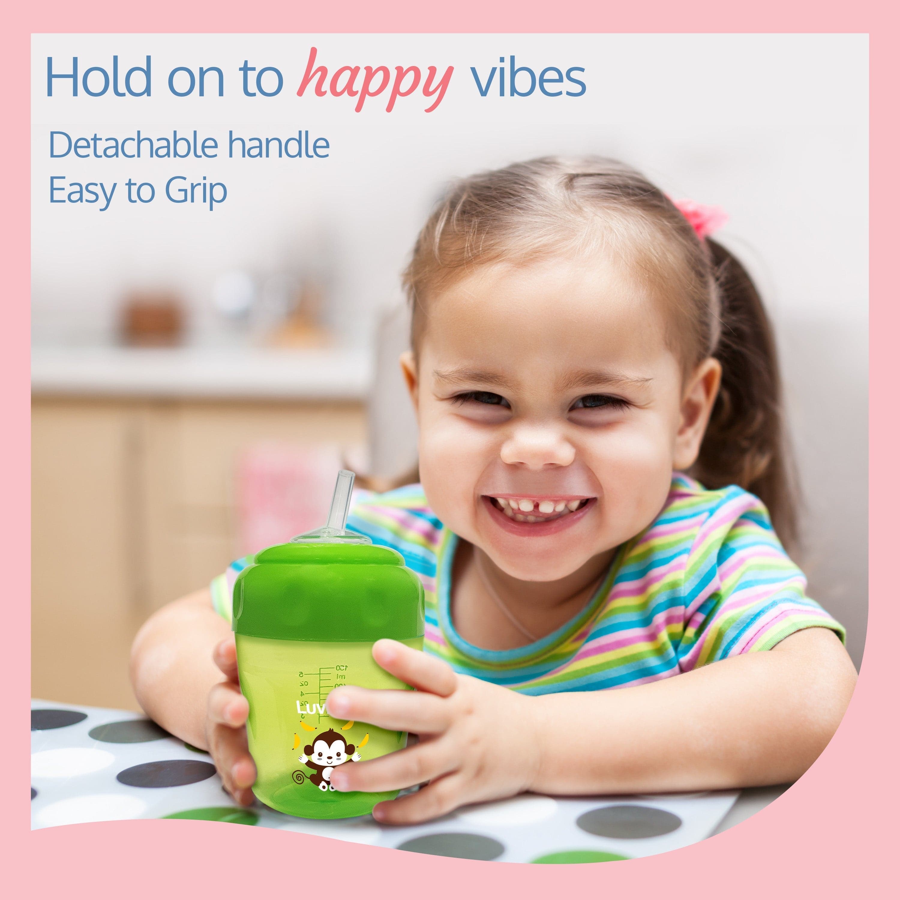 LuvLap Banana Time 2-In-1 Straw & Spout Cup, 150Ml Green
