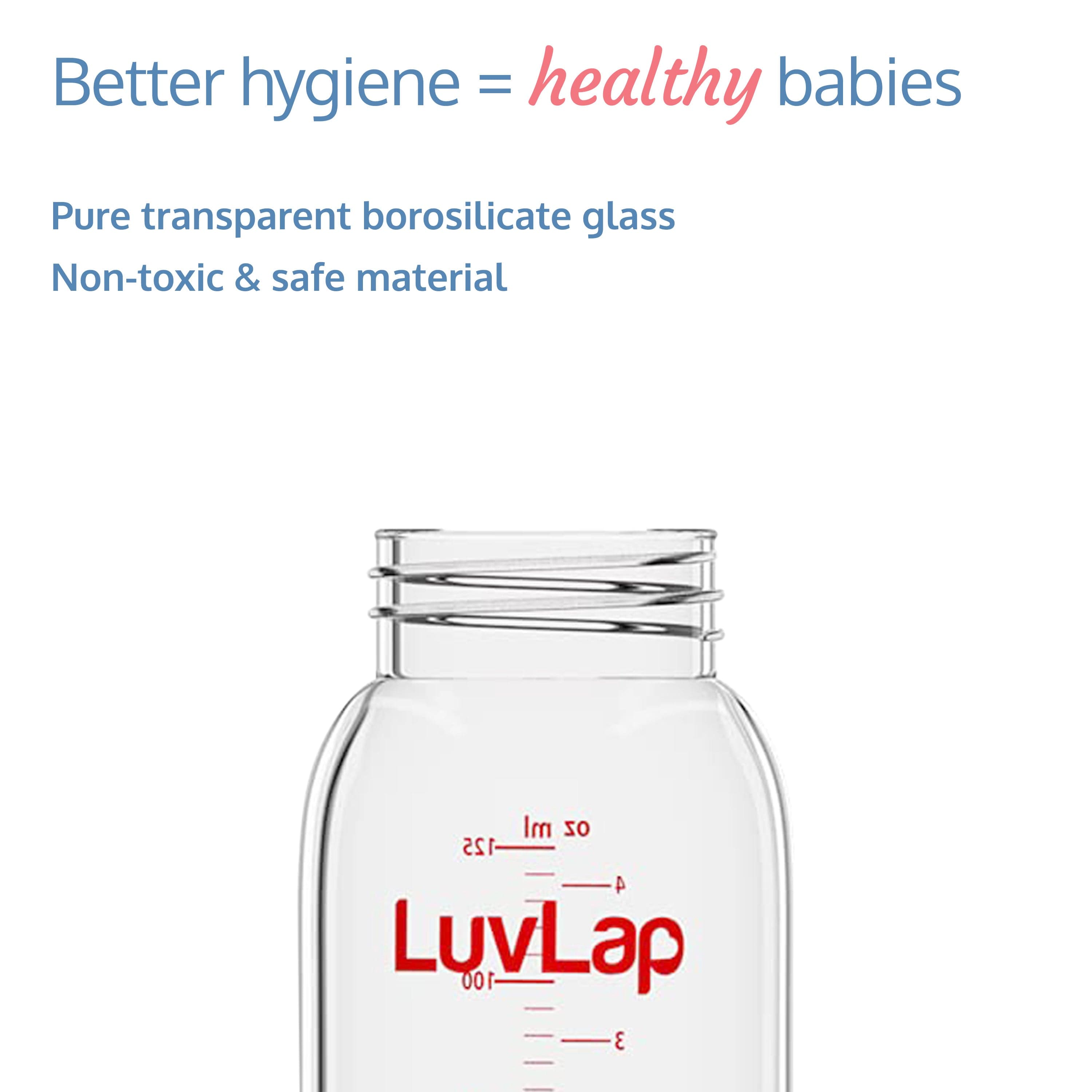 LuvLap Essential Slim Neck Glass Feeding Bottle, New Born/Infants/Toddler Upto 3 Years, 125ml