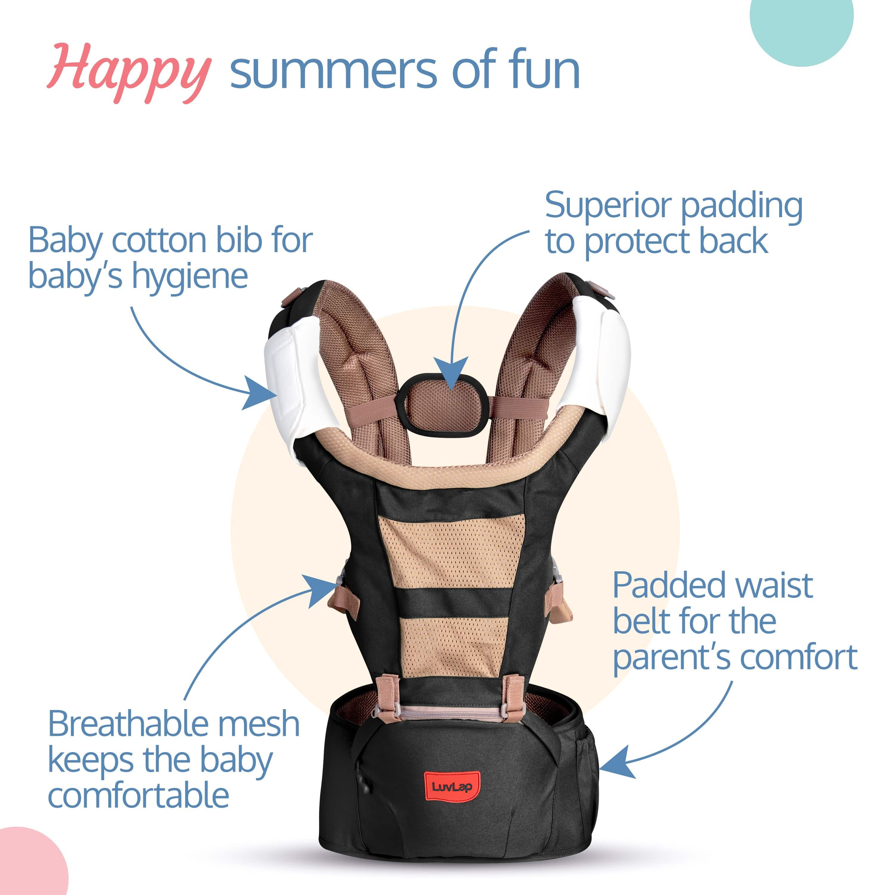LuvLap Royal Hip Seat Baby Carrier, Black