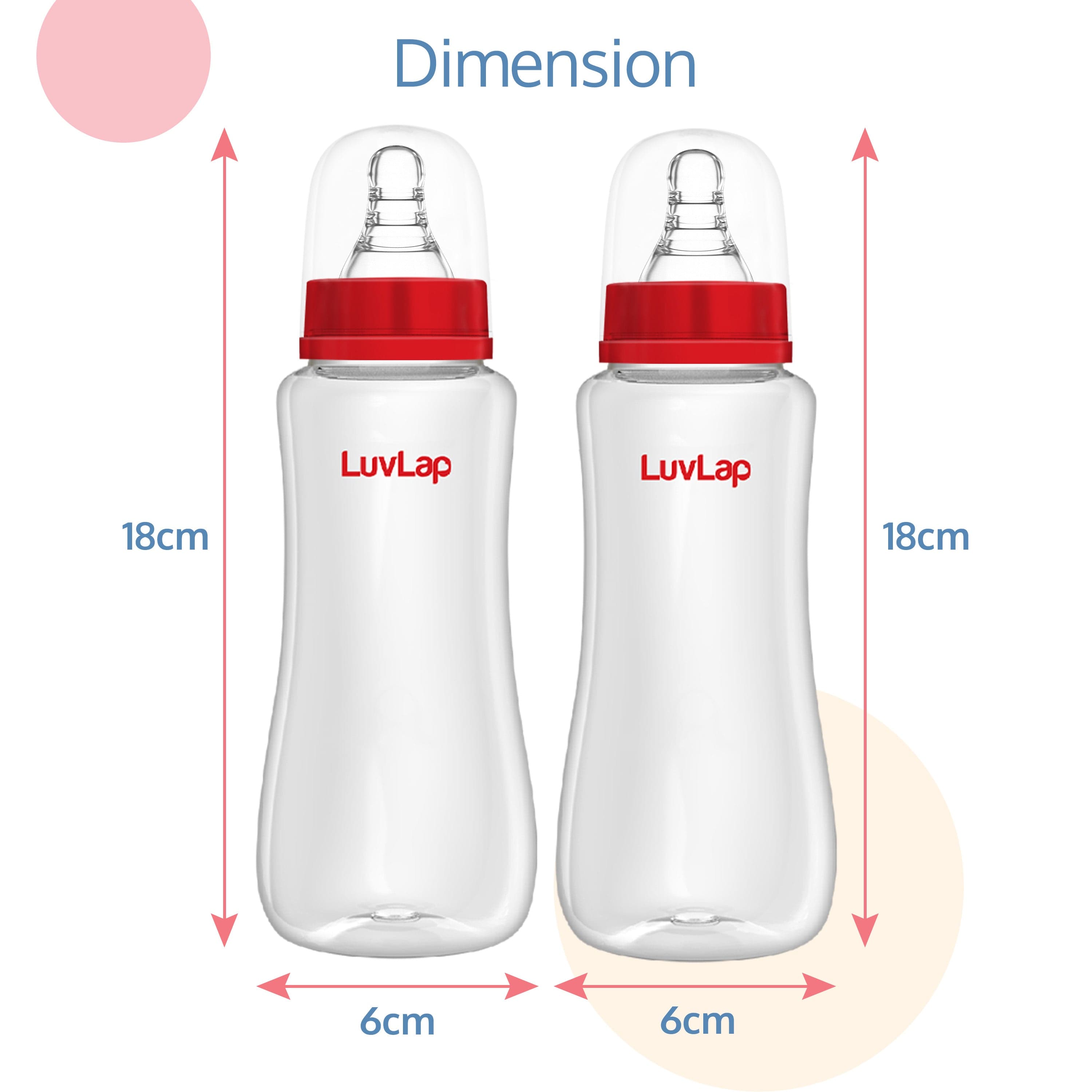 LuvLap Anti-Colic Slim/Regular Neck Essential Baby Feeding Bottle, 250ml (Pack of 2)