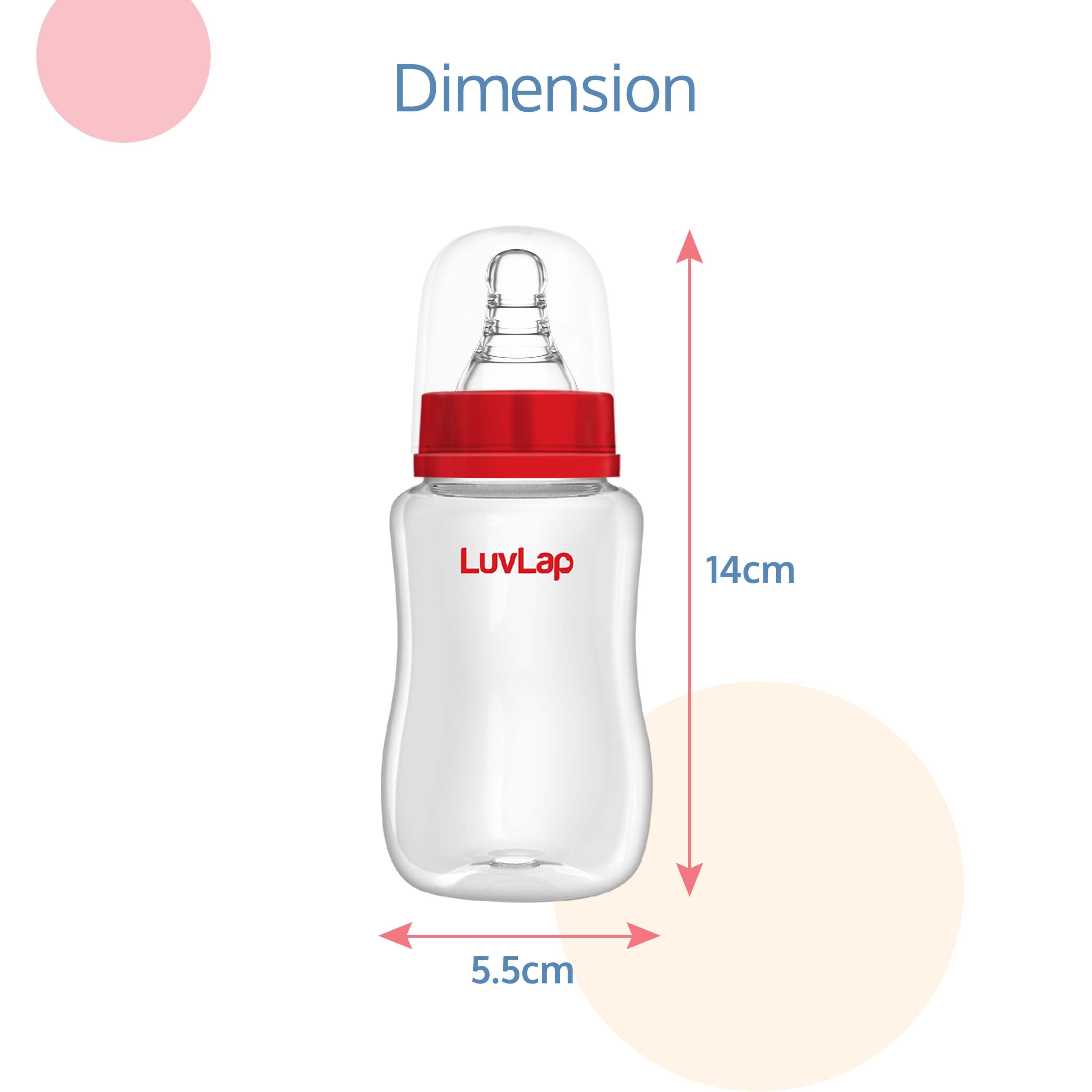 LuvLap Essential Slim Neck Feeding Bottle, Plain 125Ml