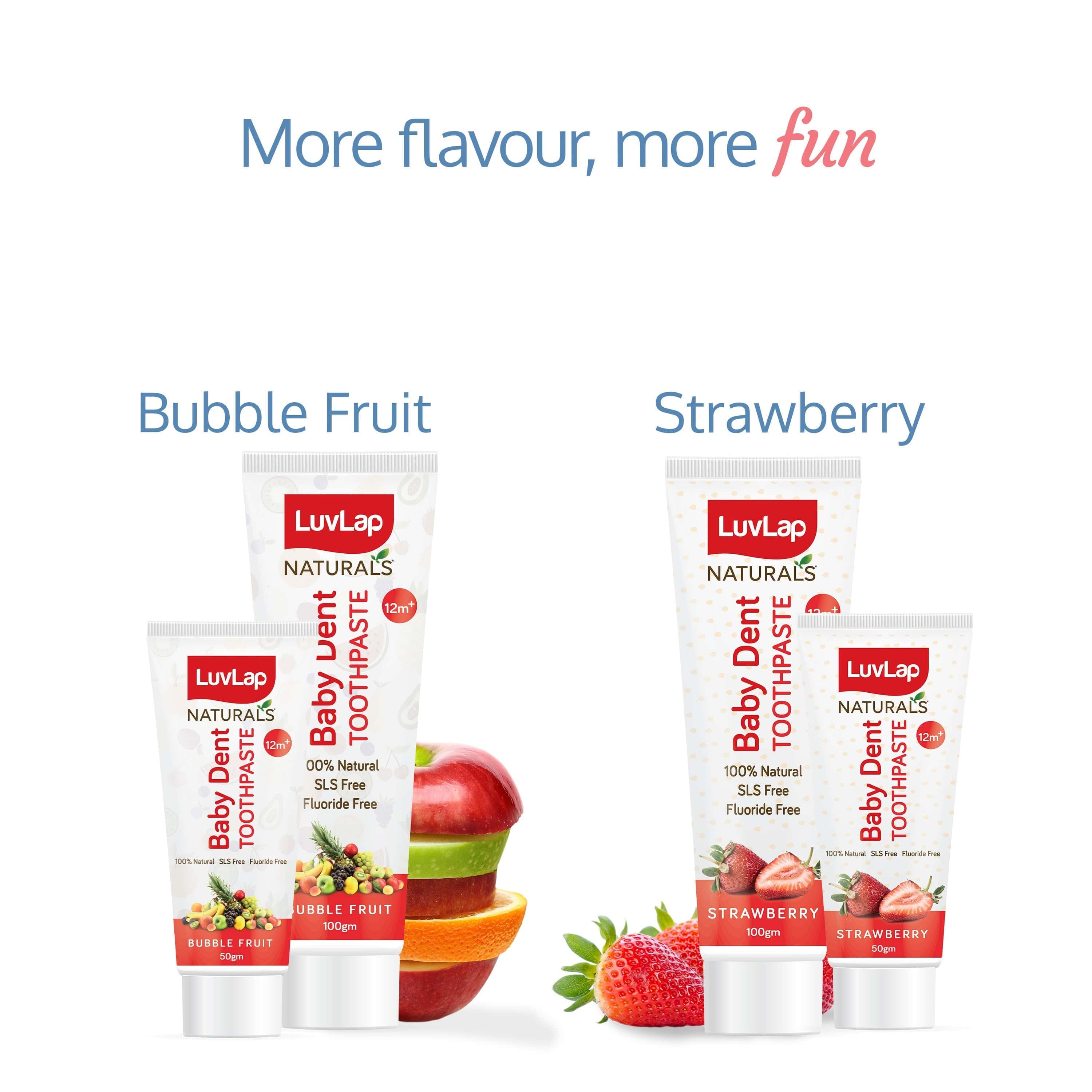 LuvLap Naturals Baby Dent 100% Natural Toothpaste for Kids, Strawberry Flavour, 50g