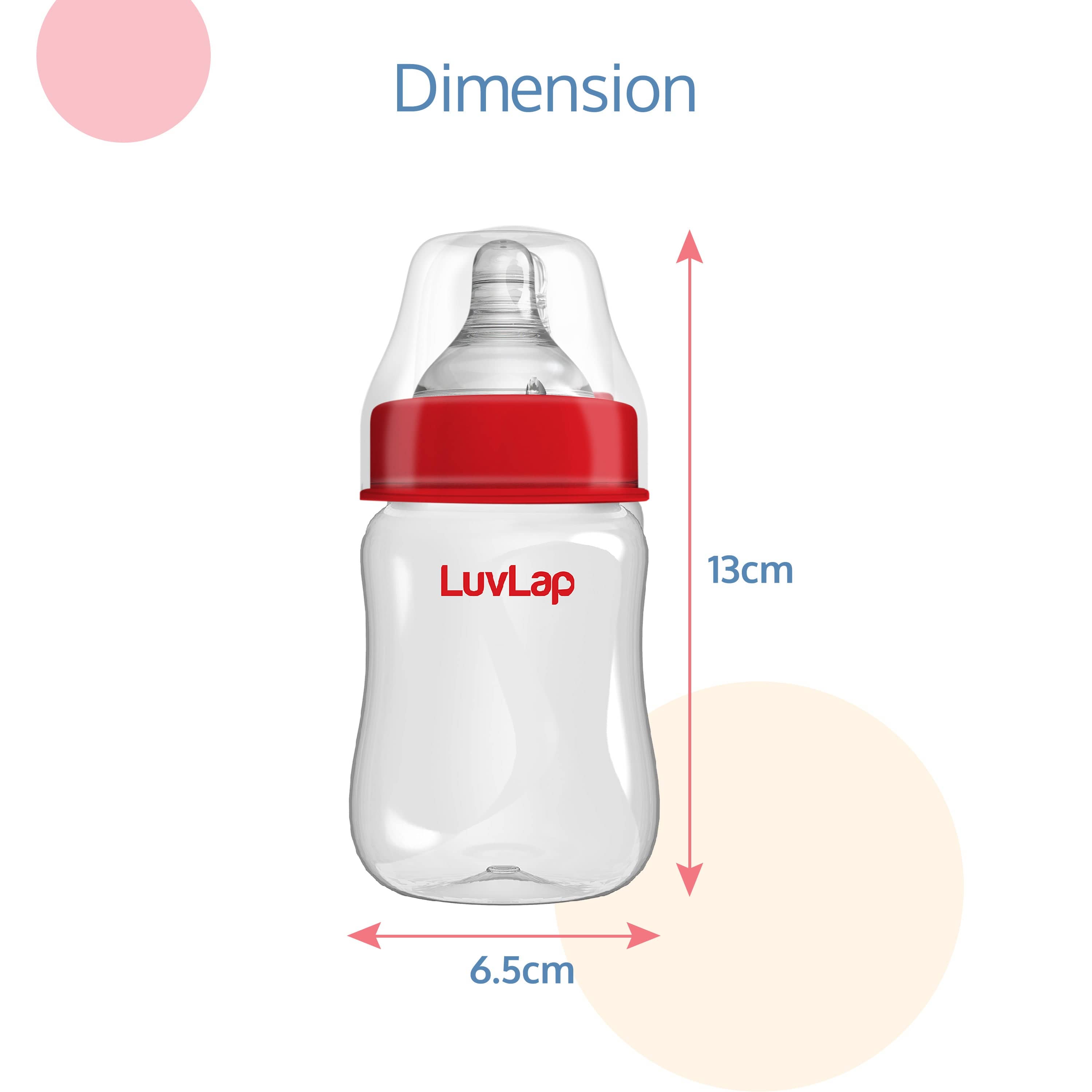 LuvLap Anti-Colic Wide Neck Natura Flo Baby Feeding Bottle, 150ml