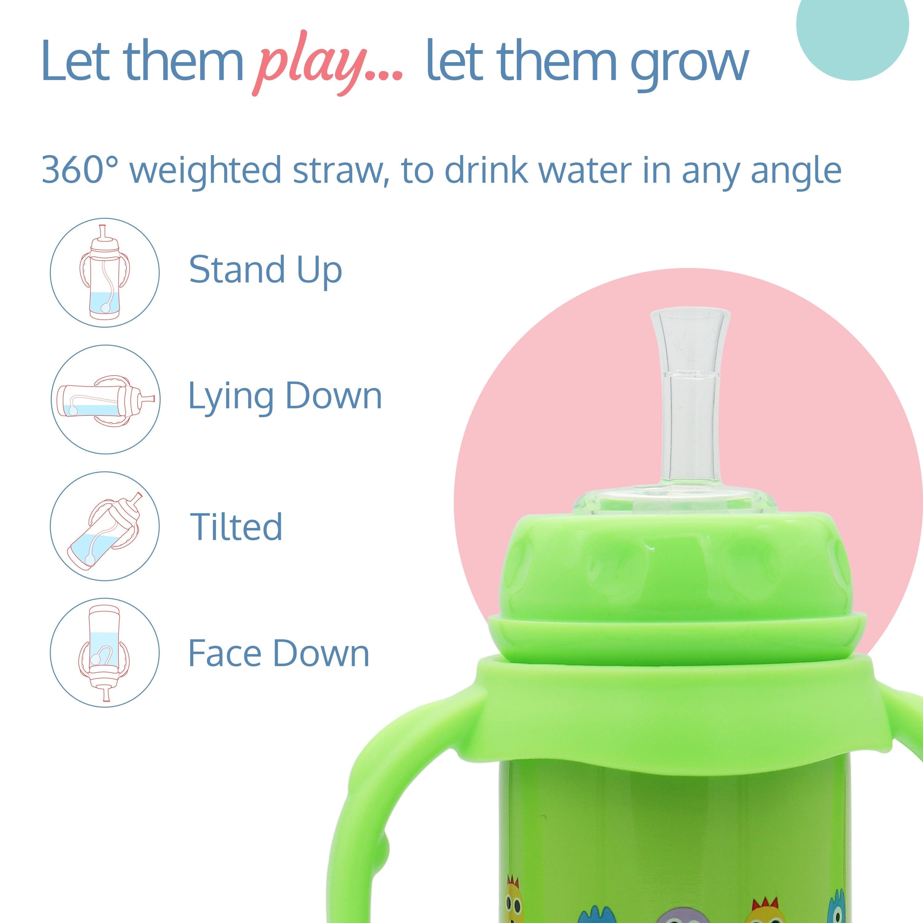 LuvLap 4 in 1 Slim Neck Steel Baby bottle cum Sipper, Green, 240 ml