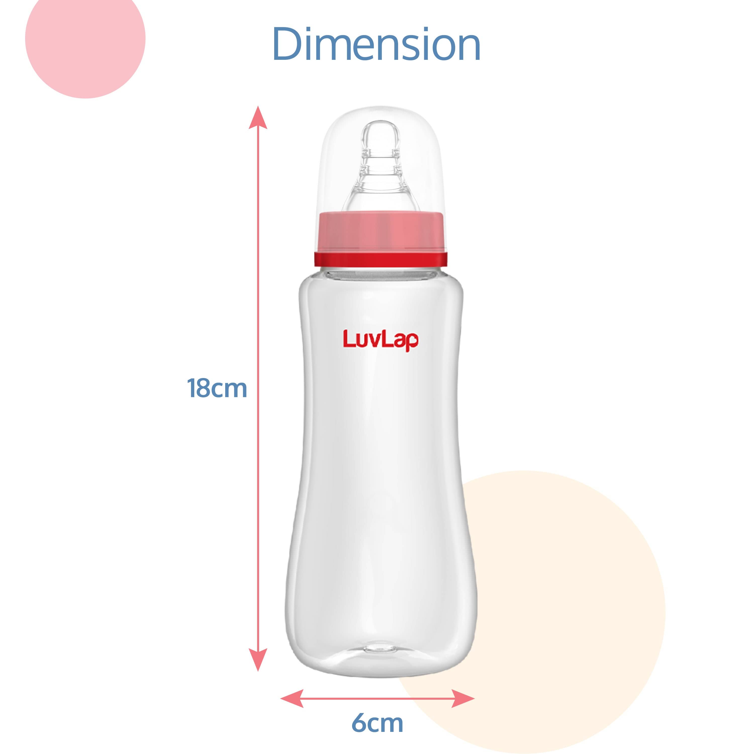 LuvLap Anti-Colic Slim Neck Essential Baby Feeding Bottle, 250ml