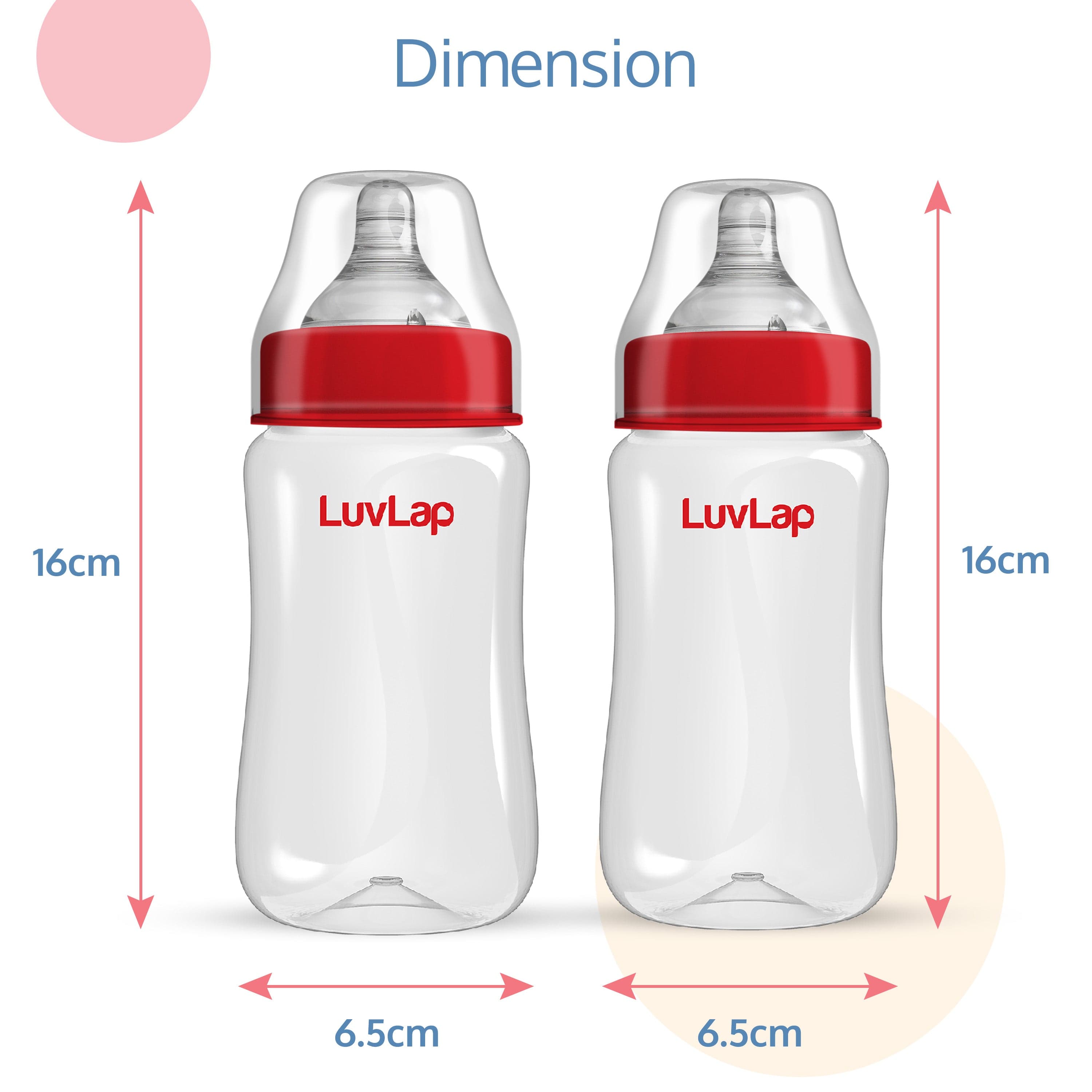 LuvLap Anti-Colic Wide Neck Natura Flo Baby Feeding Bottle, 250ml (Pack of 2)