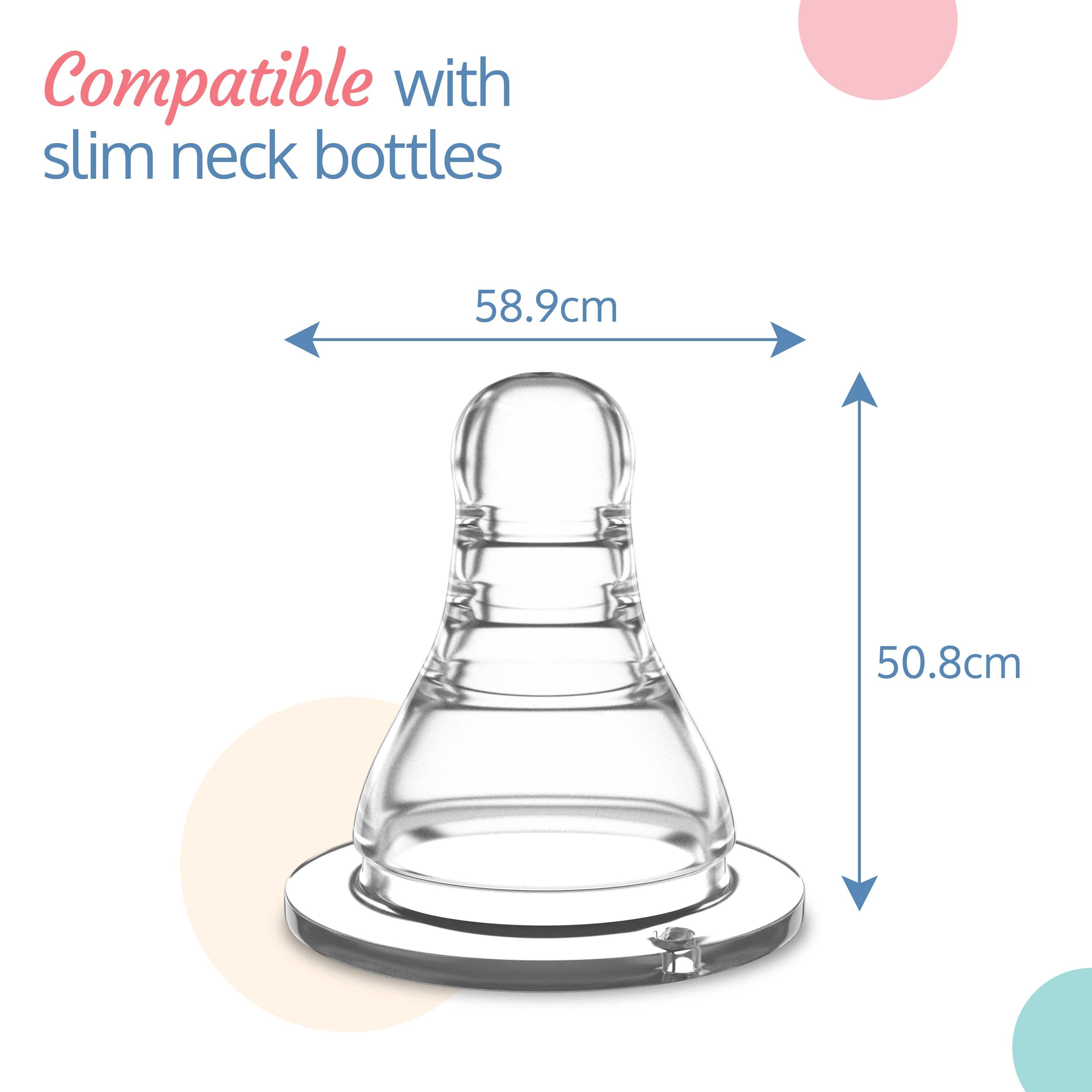LuvLap Essential Teat/Nipple for Slim Neck Bottle, 2pcs, Fast Flow