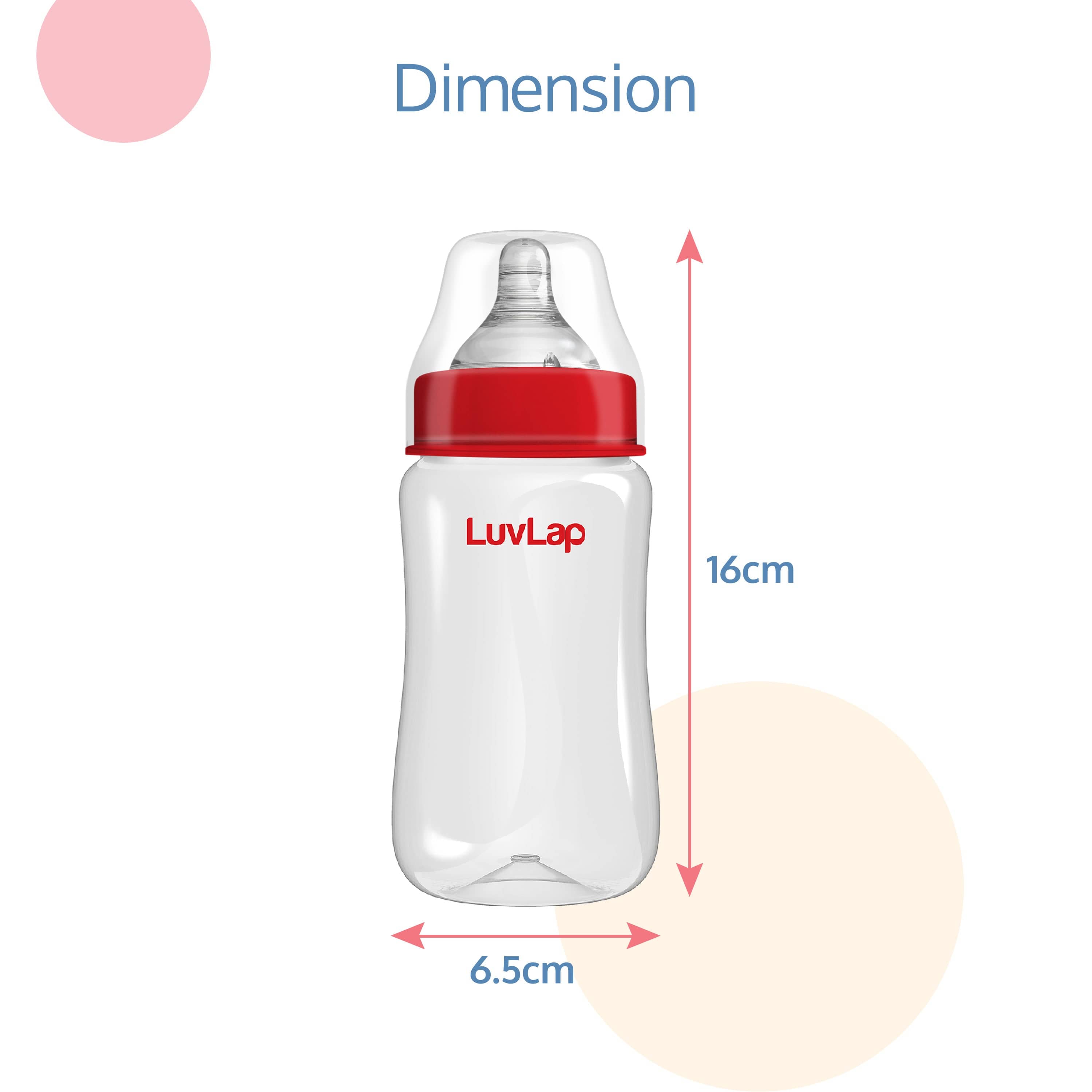 LuvLap Anti-Colic Wide Neck Natura Flo Baby Feeding Bottle, 250ml