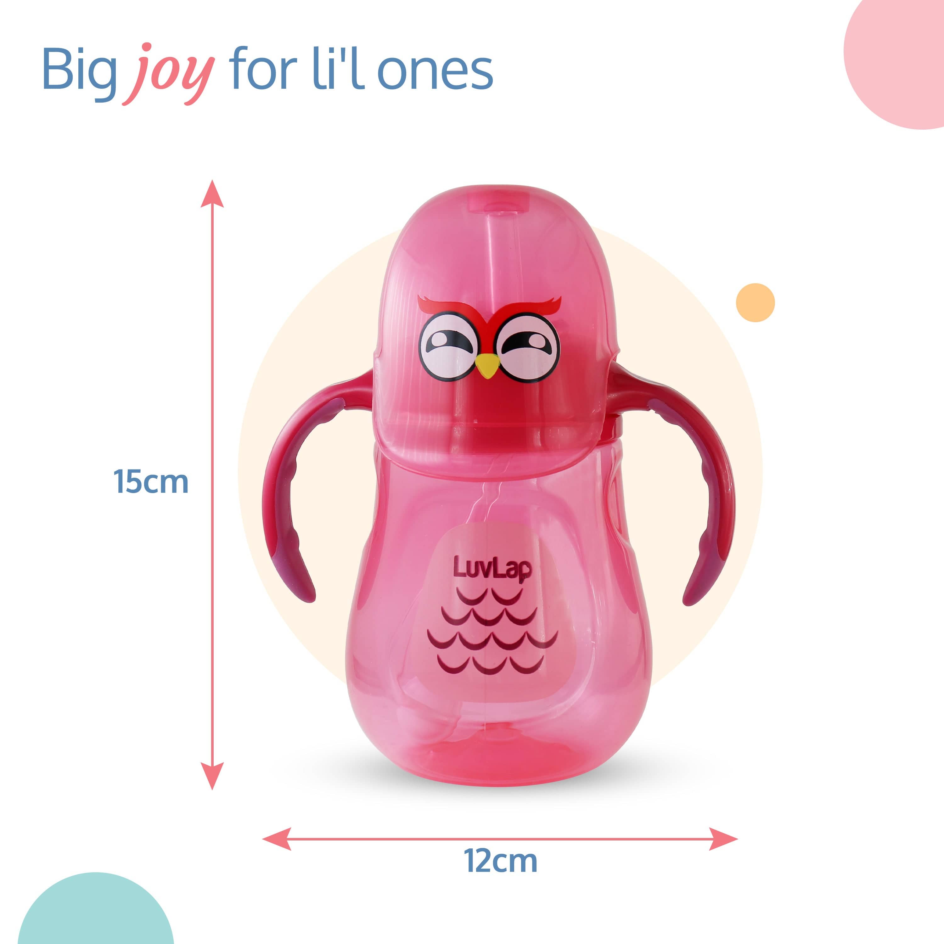 LuvLap Wise Owl Straw Sipper, 280Ml