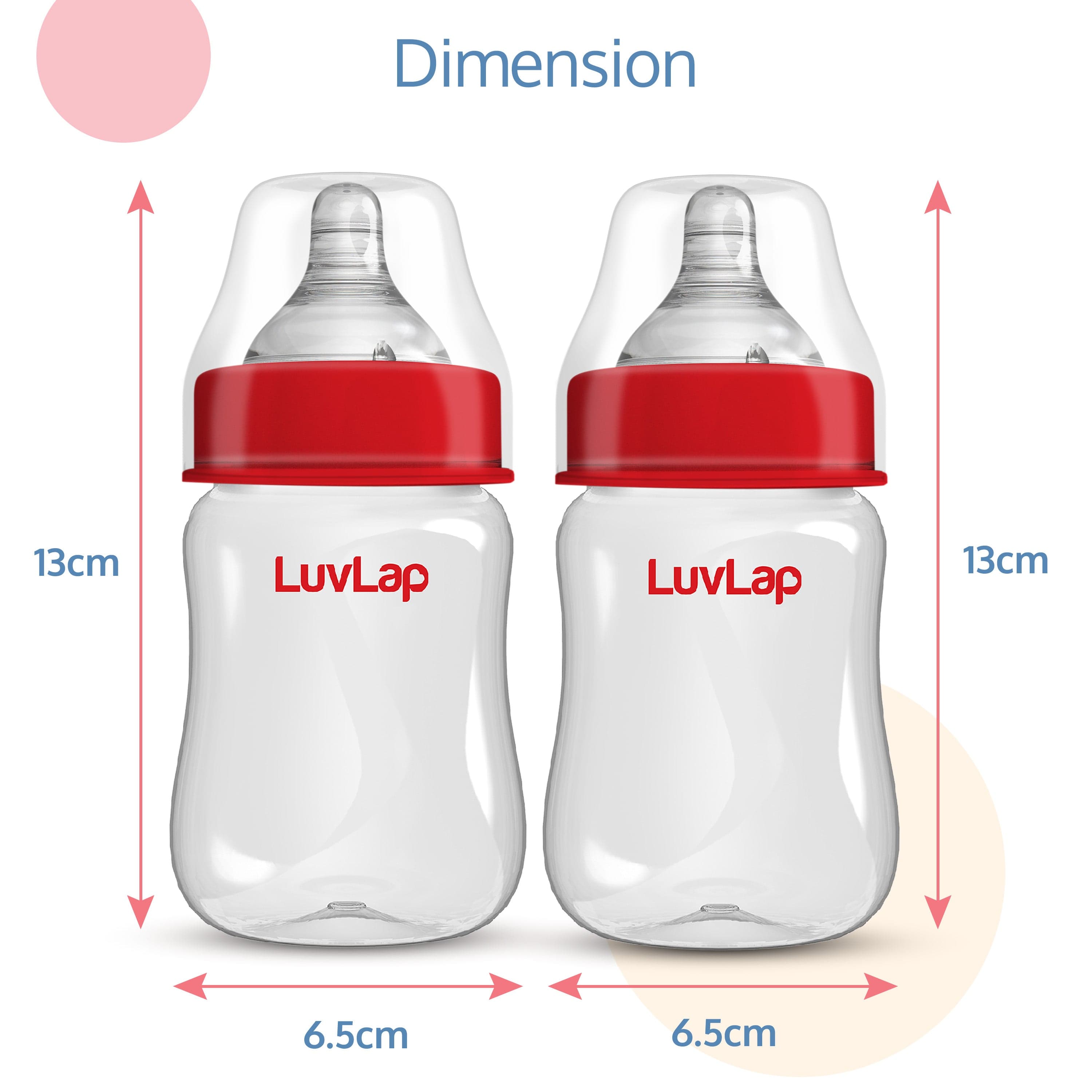 LuvLap Anti-Colic Wide Neck Natura Flo Baby Feeding Bottle, 150ml (Pack of 2)