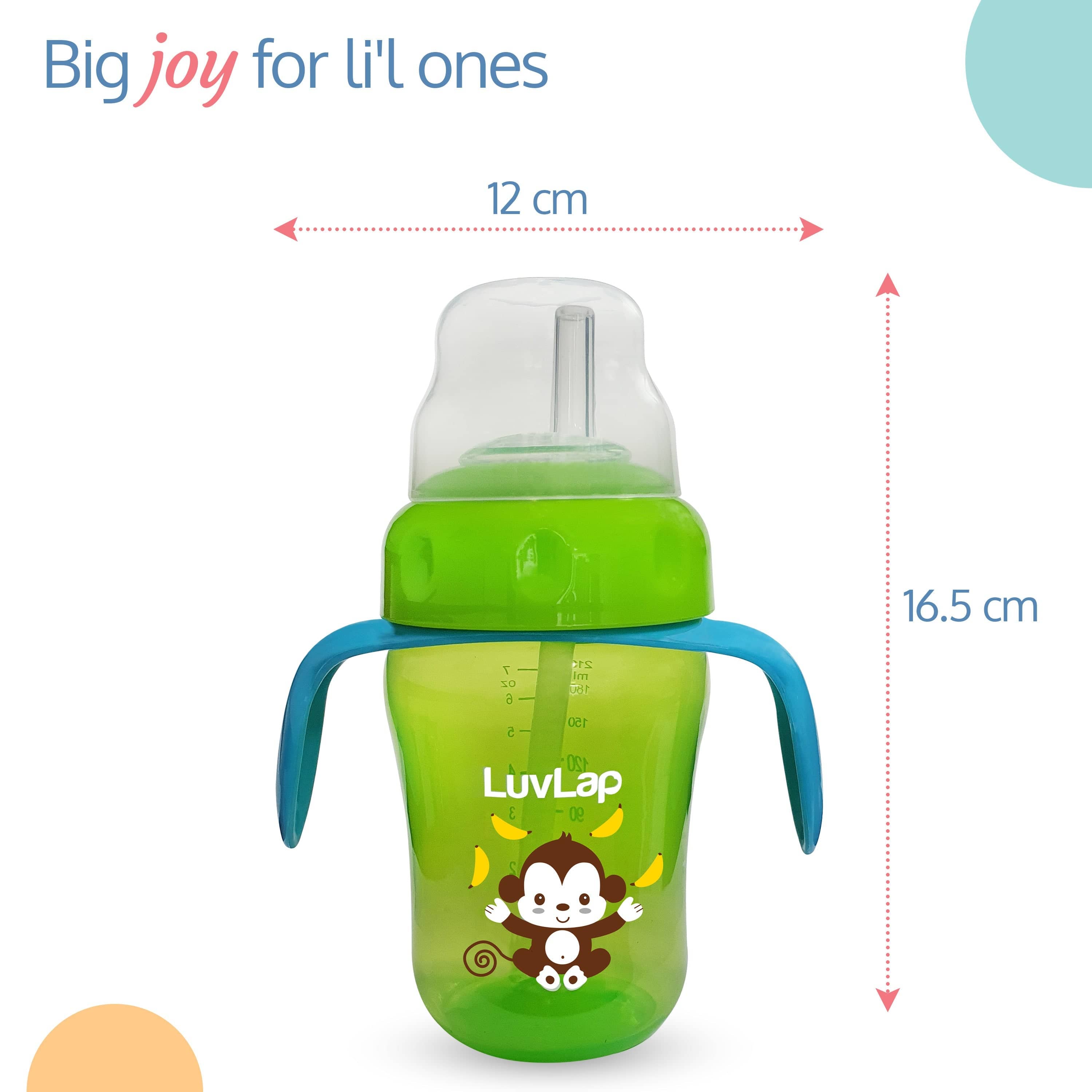 LuvLap Banana Time 2-In-1 Straw & Spout Cup, 210Ml Green