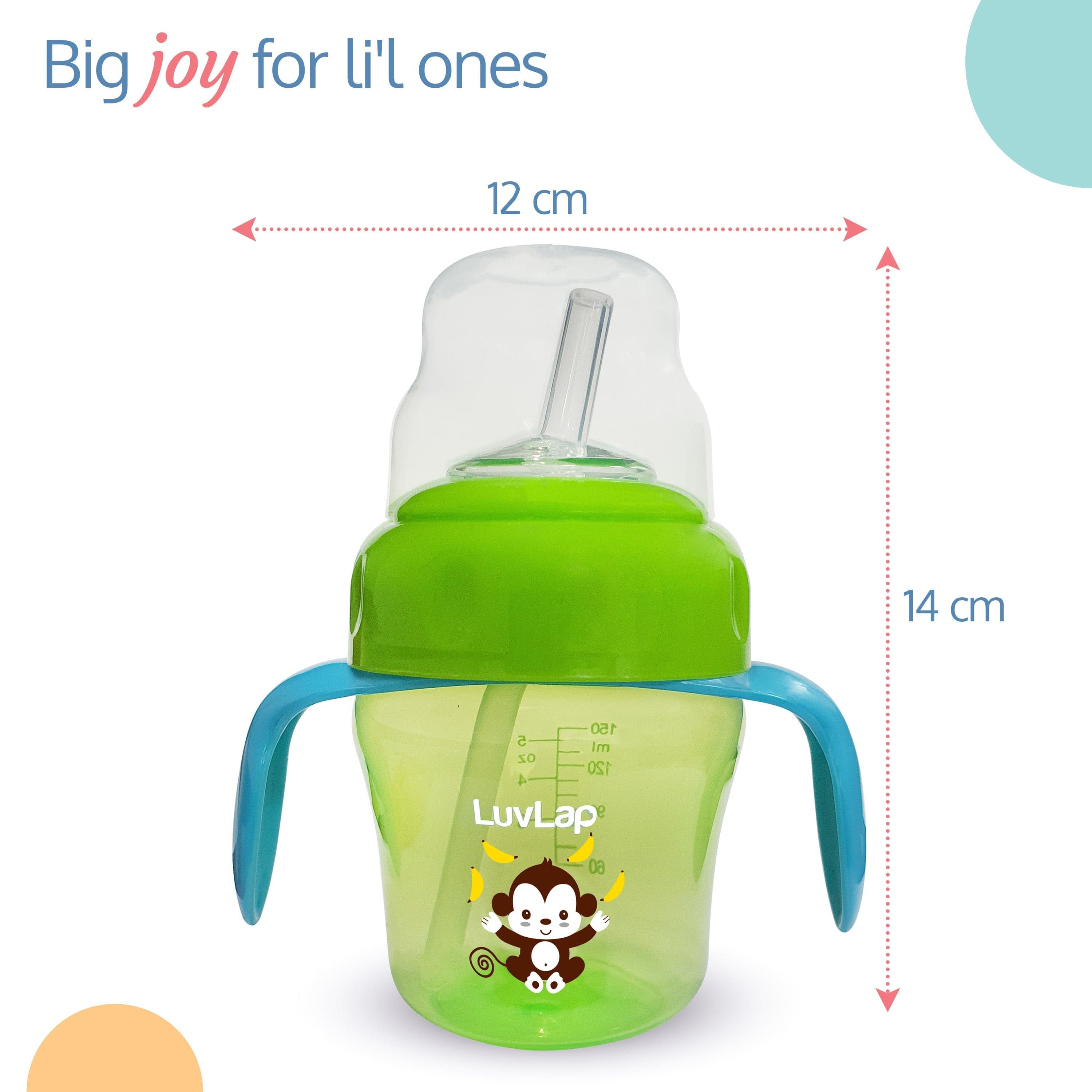 LuvLap Banana Time 2-In-1 Straw & Spout Cup, 150Ml Green