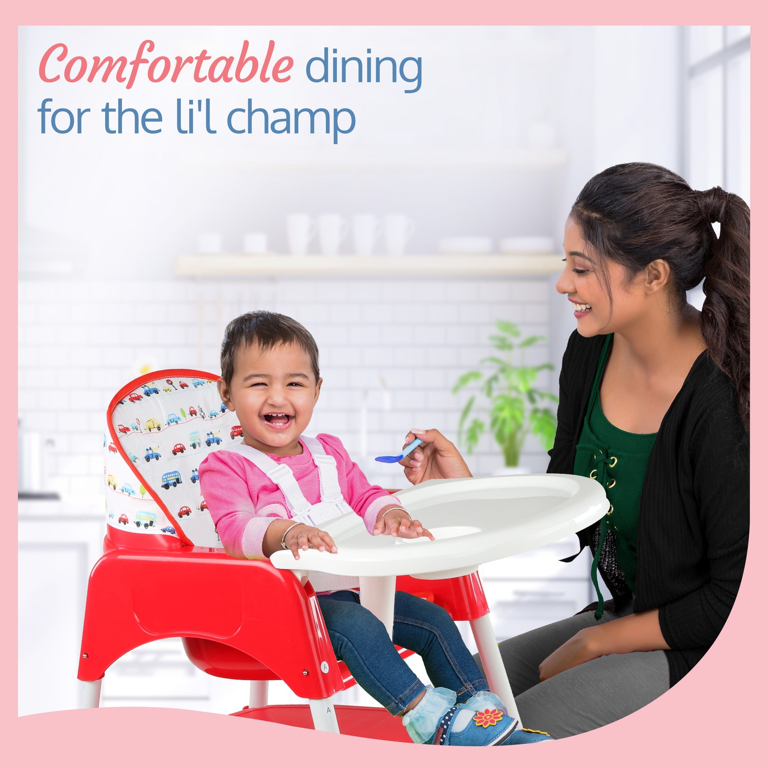 luvlap 3-In-1 Baby High Chair, Red