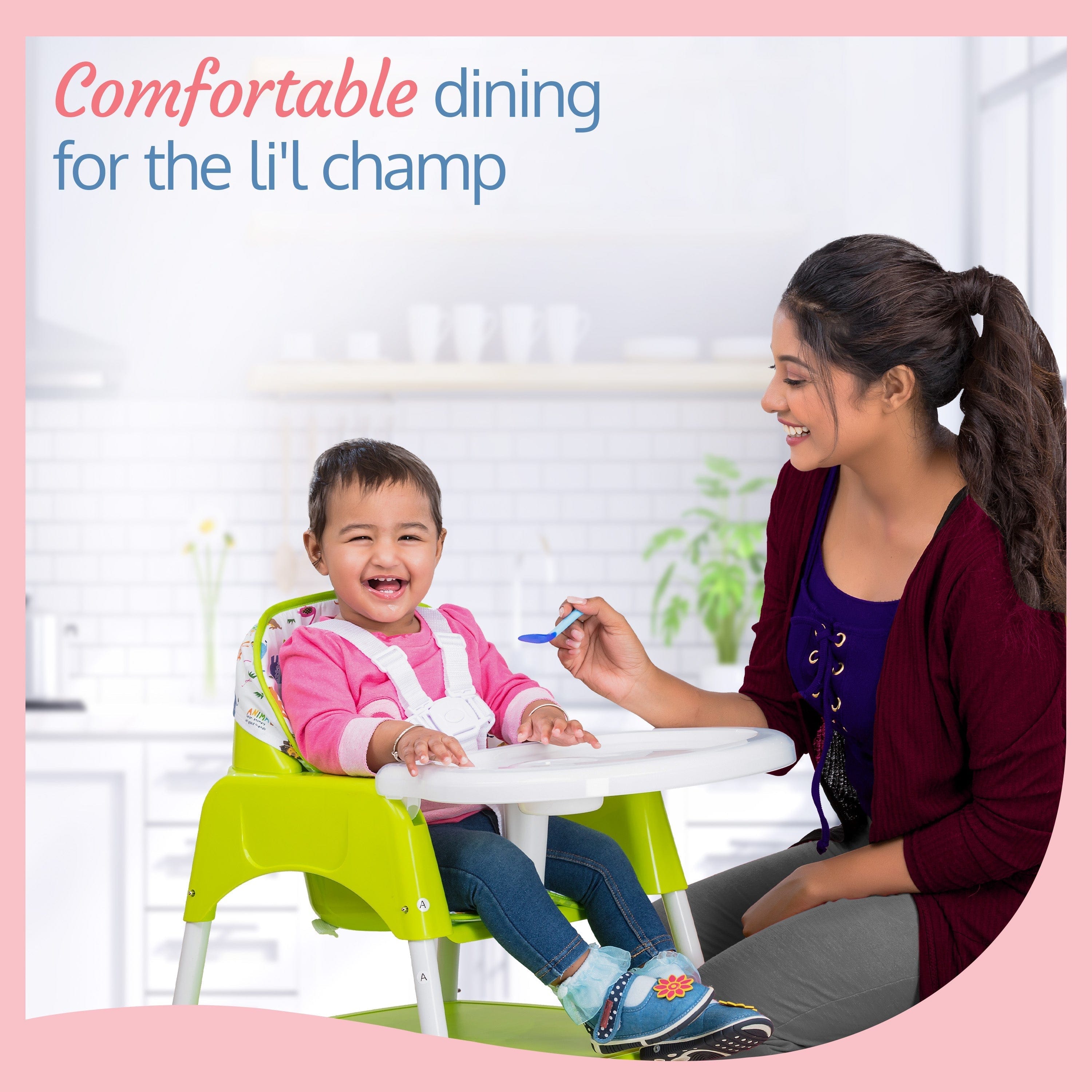 luvlap 3-In-1 Baby High Chair, Green