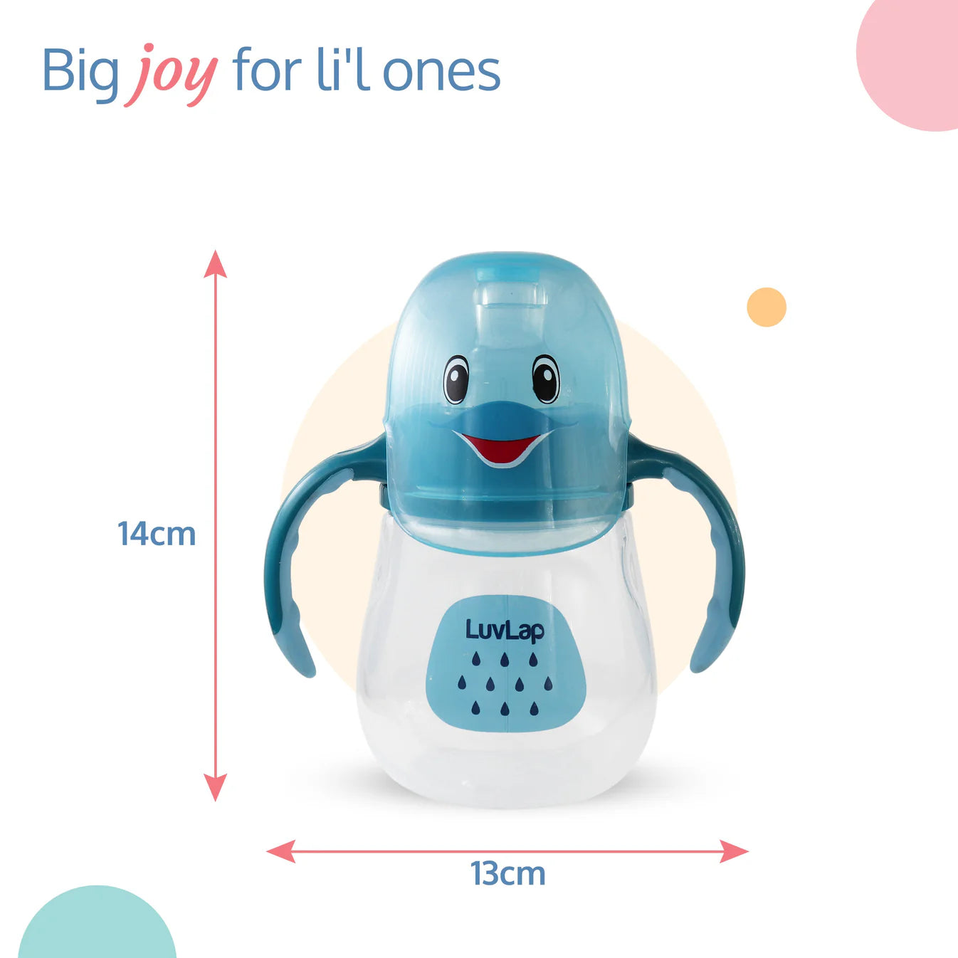 Luvlap Blue Little Dolphin Sipper With Silicone Straw For Infant Toddler 280 ml (12 M Plus)